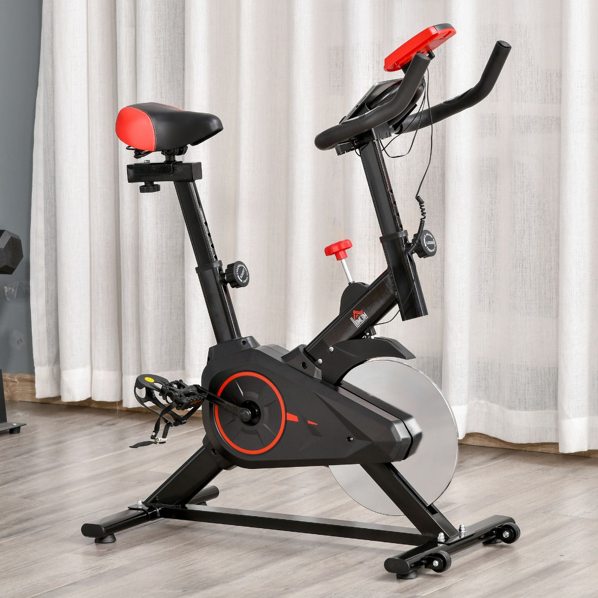 Soozier Upright Exercise Bike Indoor Bicycle Cardio Workout Cycling Trainer Fitness Equipment | Aosom Canada