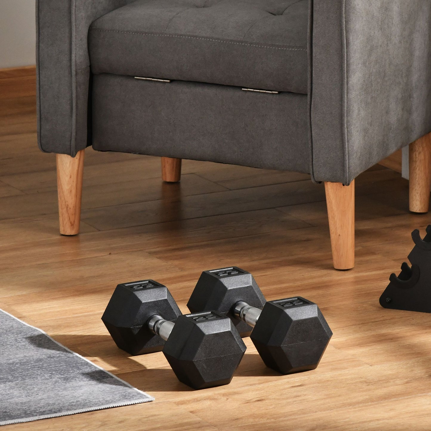 Soozier Rubber Dumbbells Weight Set, Total 50lbs(25lbs Each) Dumbbell Hand Weight for Body Fitness Training for Home Office Gym, Black | Aosom Canada