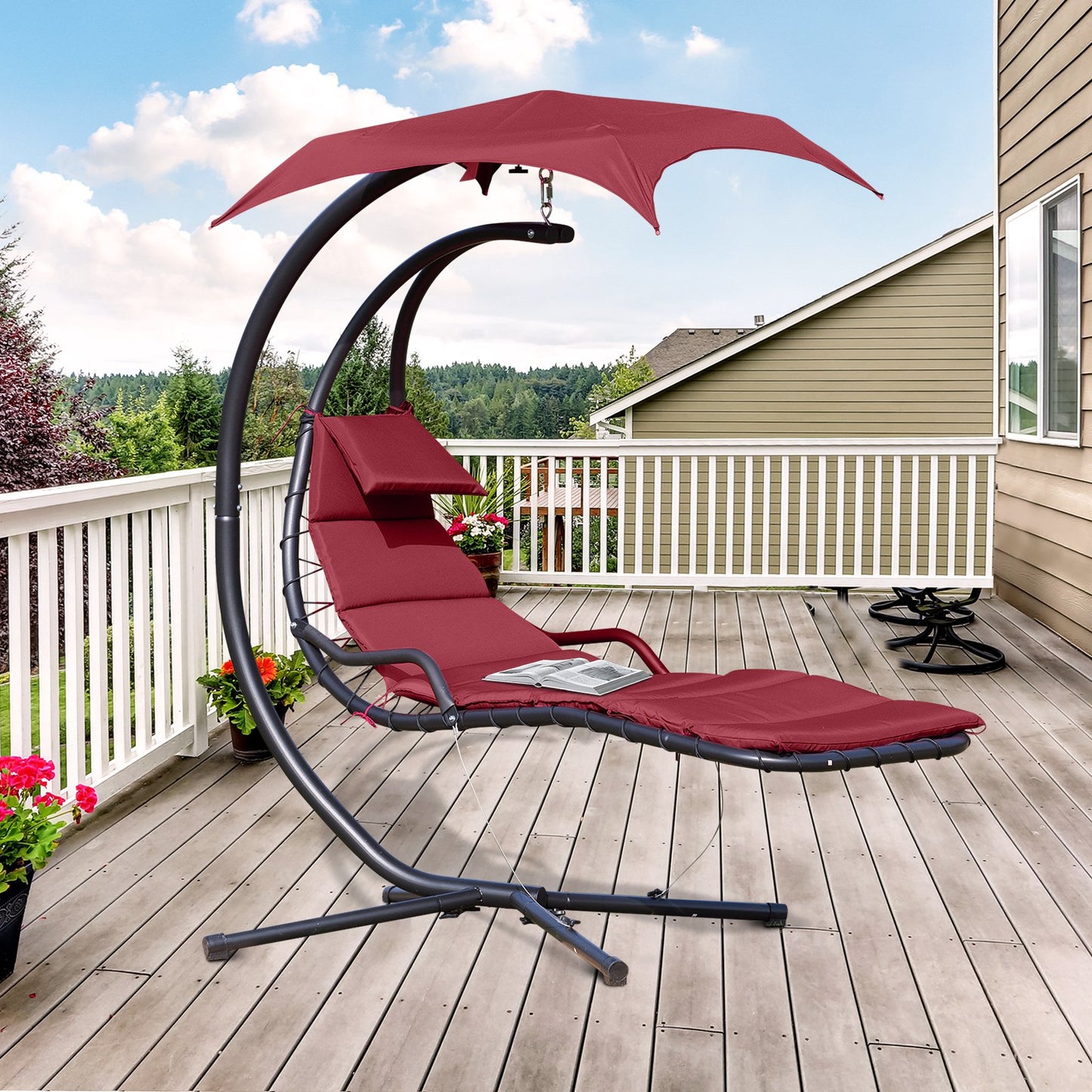 Outsunny w/ Arc Stand Canopy Patio Garden Outdoor w/ Stand Wine Red | Aosom Canada