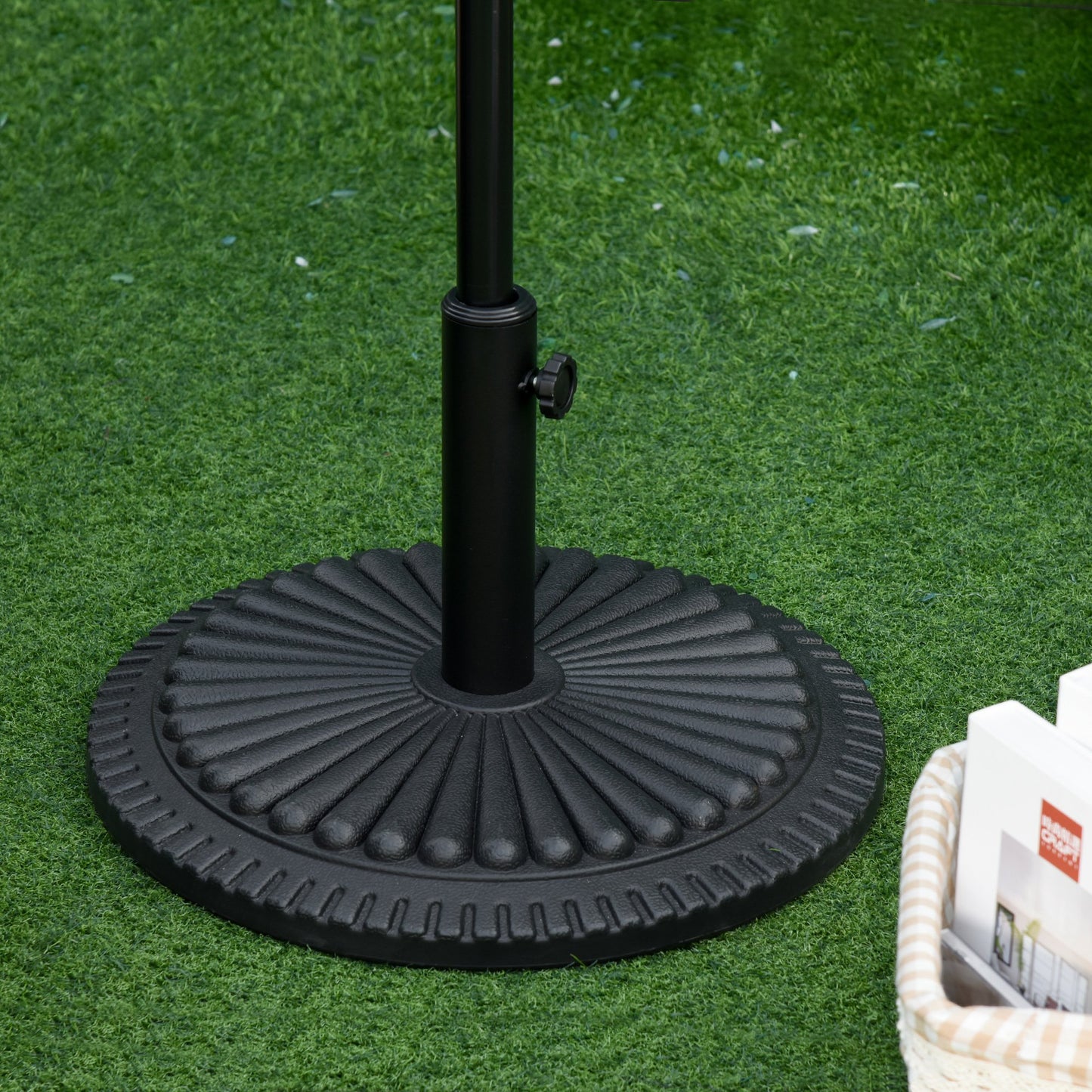 Outsunny Patio Umbrella Base Stand, Round Cement Parasol Holder, Fits Φ1.4", Φ1.5" and Φ 2" Pole, Black | Aosom Canada