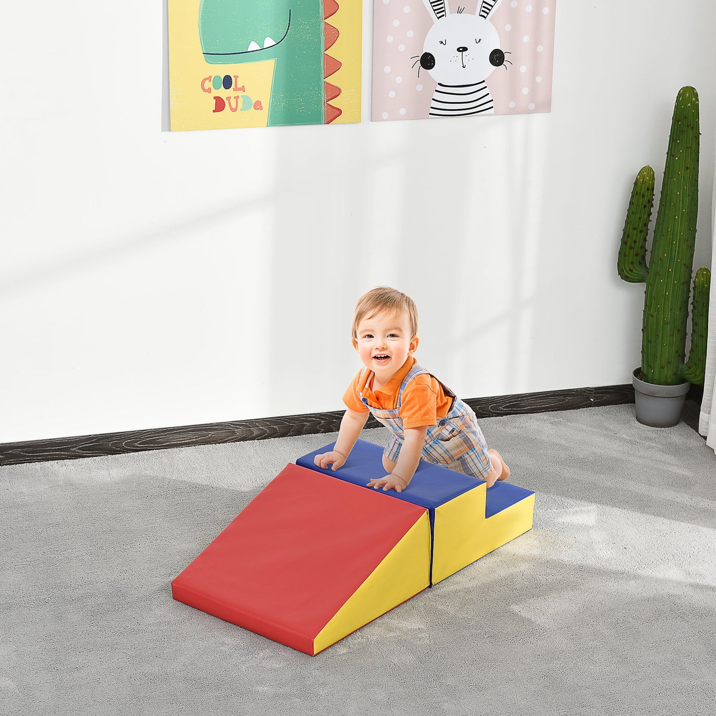Soozier 2 Piece Climb and Crawl Activity Play Set Soft Secure Foam Playset for Toddler Preschooler Baby Learning Toys Multicolor | Aosom Canada