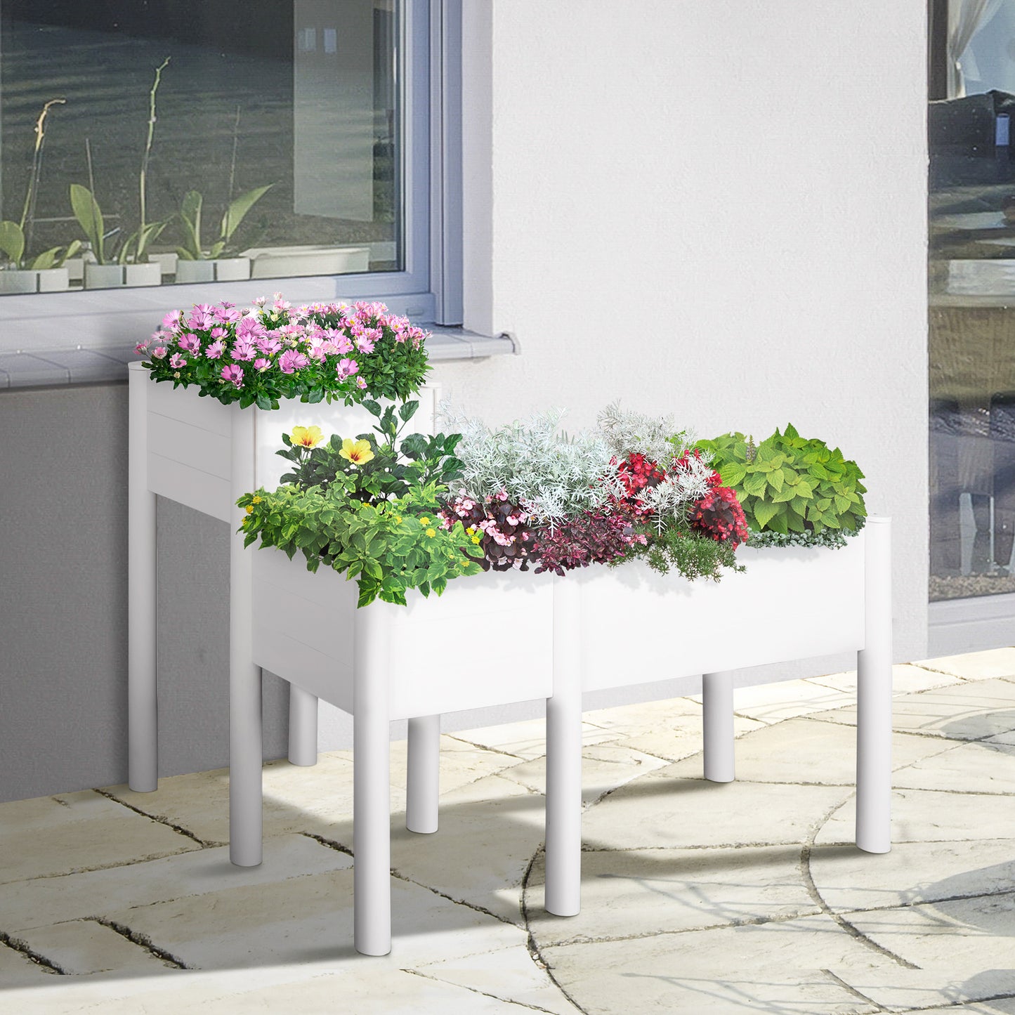 Outsunny 46" x 34" x 33" Raised Garden Bed w/ Non-woven Fabric, Outdoor Wood Elevated Planter Box Kit, DIY Freestanding Plant Stand | Aosom Canada
