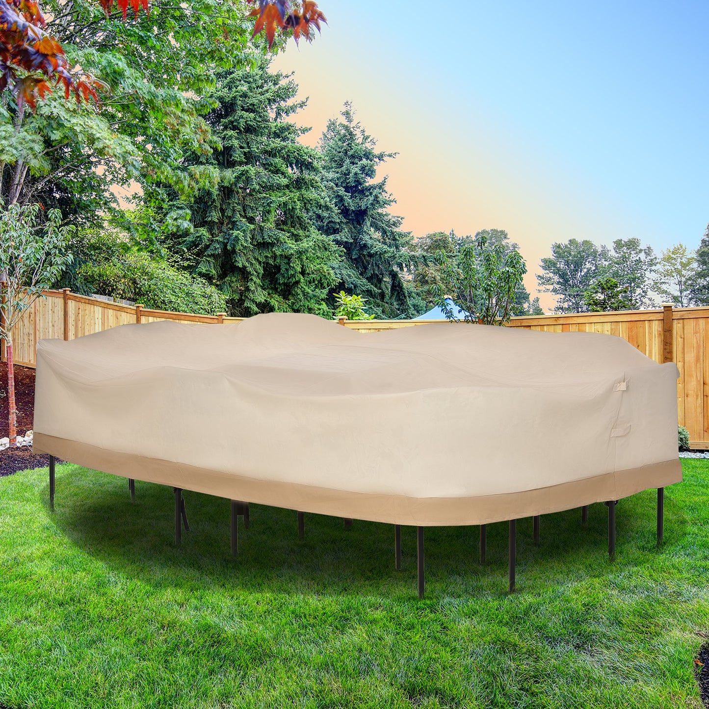 Furniture Protector Outdoor Furniture Covers Beige Coffee L129.9" x W83.9" x H22.8" 600D Waterproof Oxford Cloth Outsunny | Aosom Canada