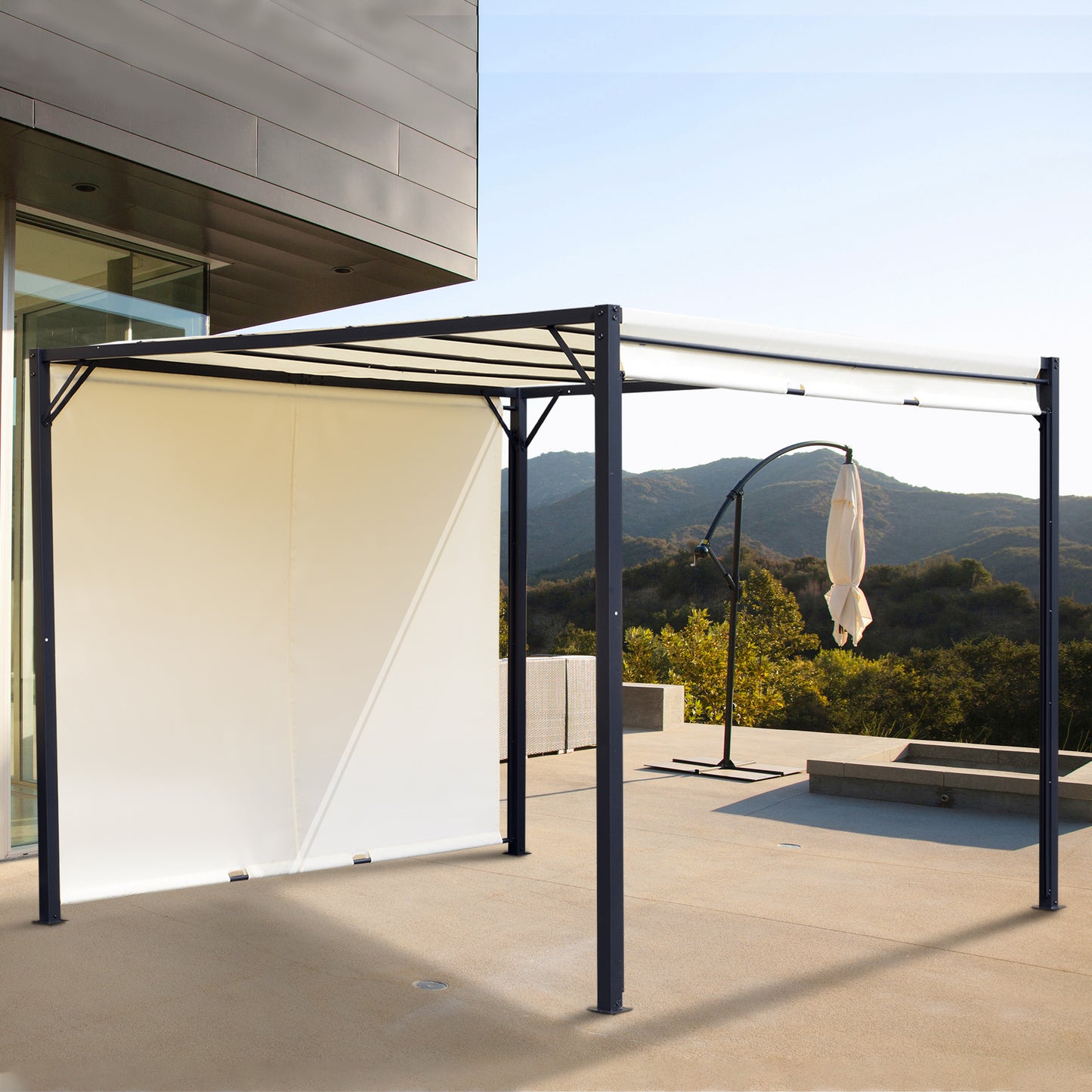 Outsunny 10' x 10' Steel Pergola Retractable Water Resistant Canopy- Cream White | Aosom Canada