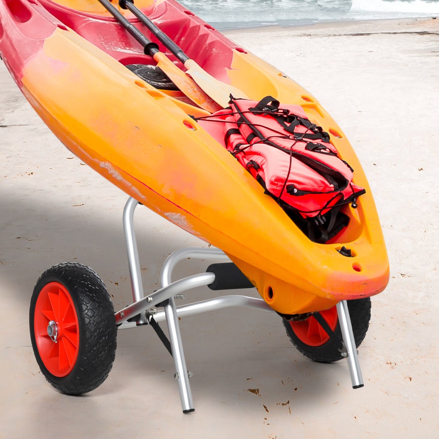 Soozier Kayak Cart Boat Canoe Carrier Tote Dolly Trolley Transport Trailer NO-Flat Wheel Silver | Aosom Canada