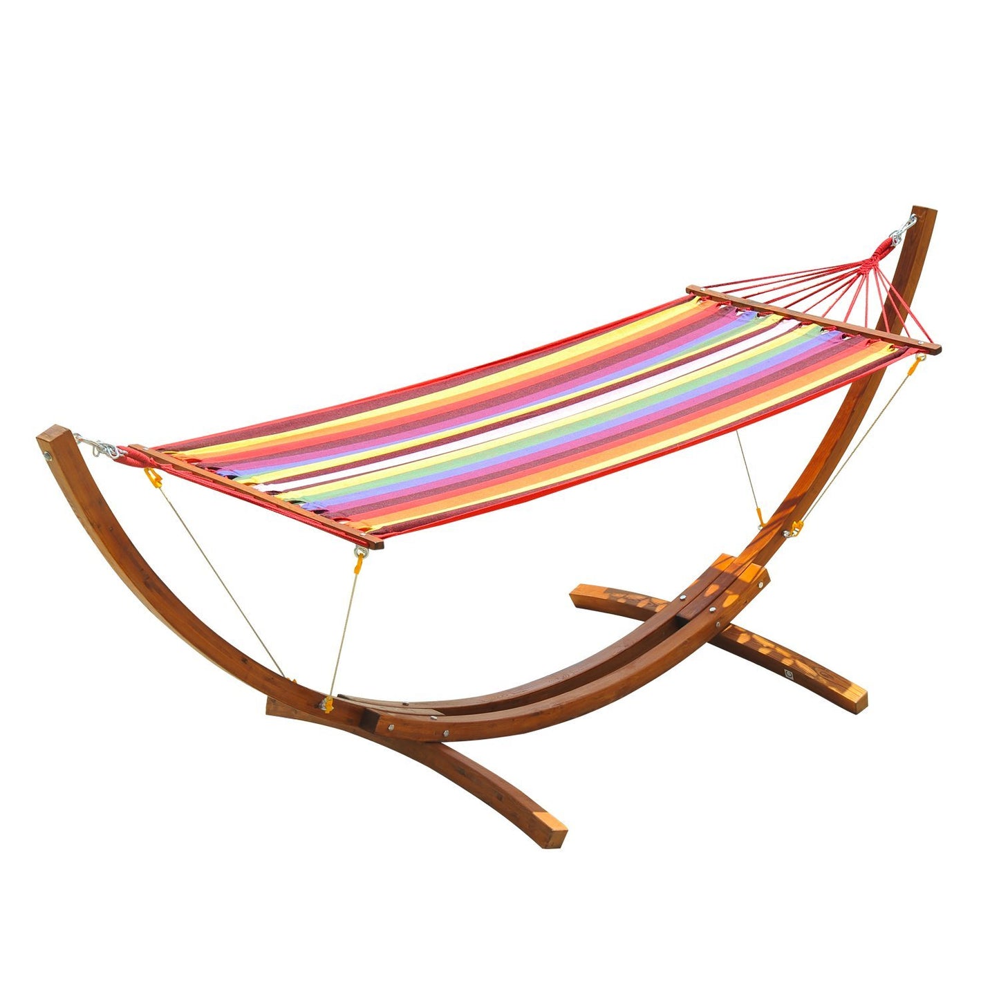 Outsunny Wooden Arc Hammock Stand w/ Colorful Hammock | Aosom Canada