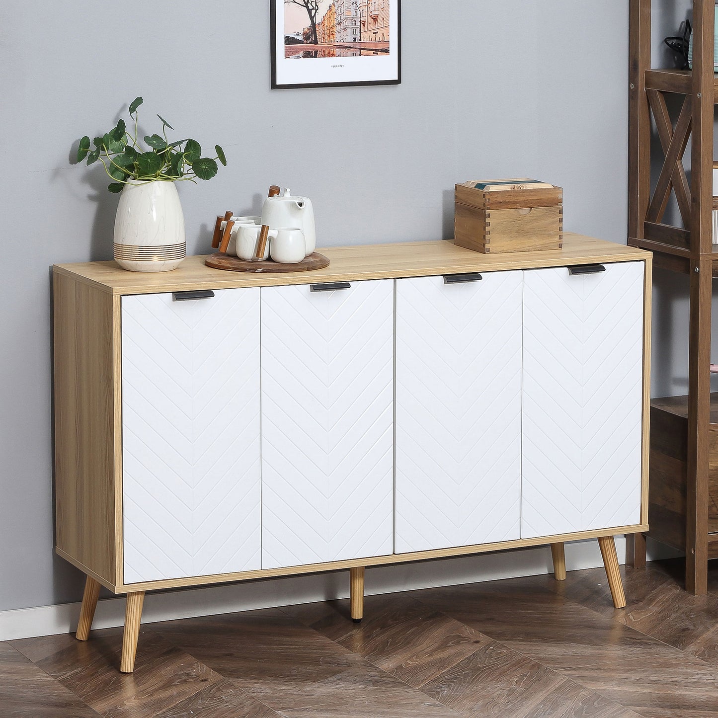 HOMCOM Modern Sideboard, Storage Cabinet, Accent Cupboard with Adjustable Shelves for Kitchen, Dining Room, Living Room, White | Aosom Canada