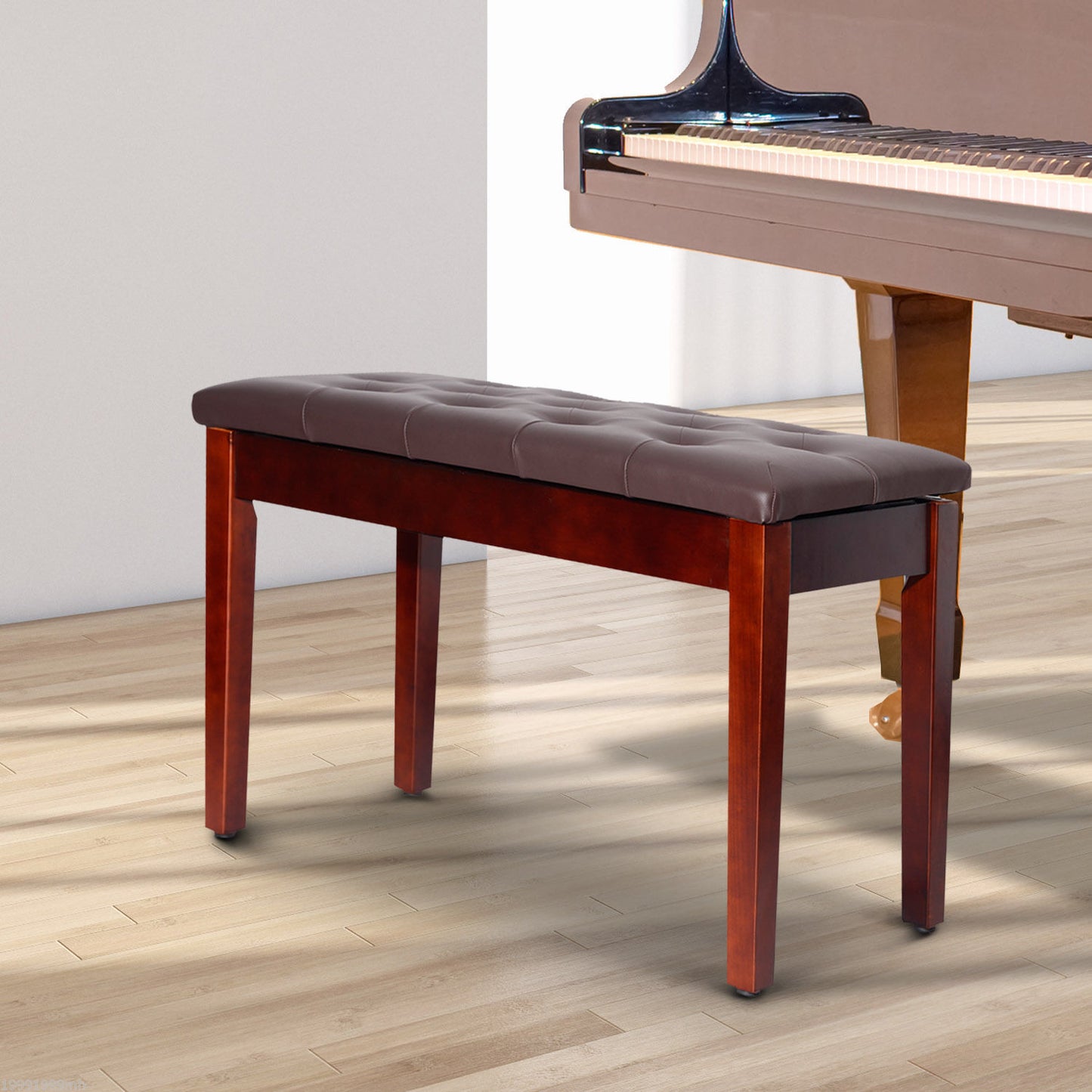 HOMCOM 30" piano chair Padded storage bench patio Artist Keyboard Seat Faux Leather Brown | Aosom Canada