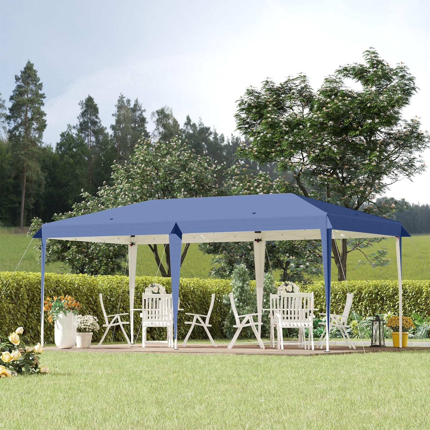 Outsunny 10' x 19' Outdoor Pop Up Party Tent Garden Easy Set Up Gazebo Canopy Market Event Sunshade Blue | Aosom Canada