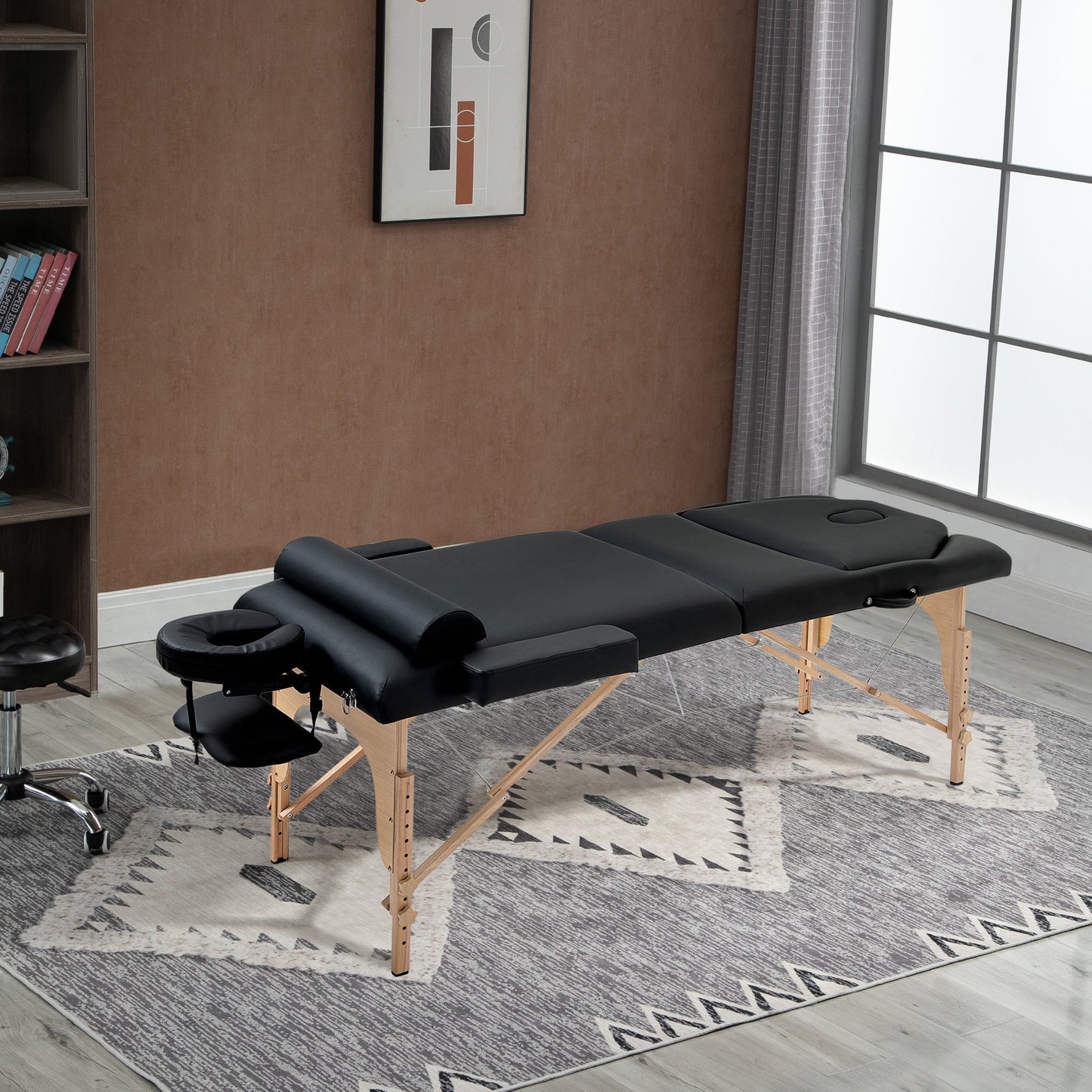 HOMCOM 91Inches Portable Reiki Massage Table 4inch Thickened Pad Folding Adjustable Height Health SPA Tatto Bed Black + Carrying Bag | Aosom Canada