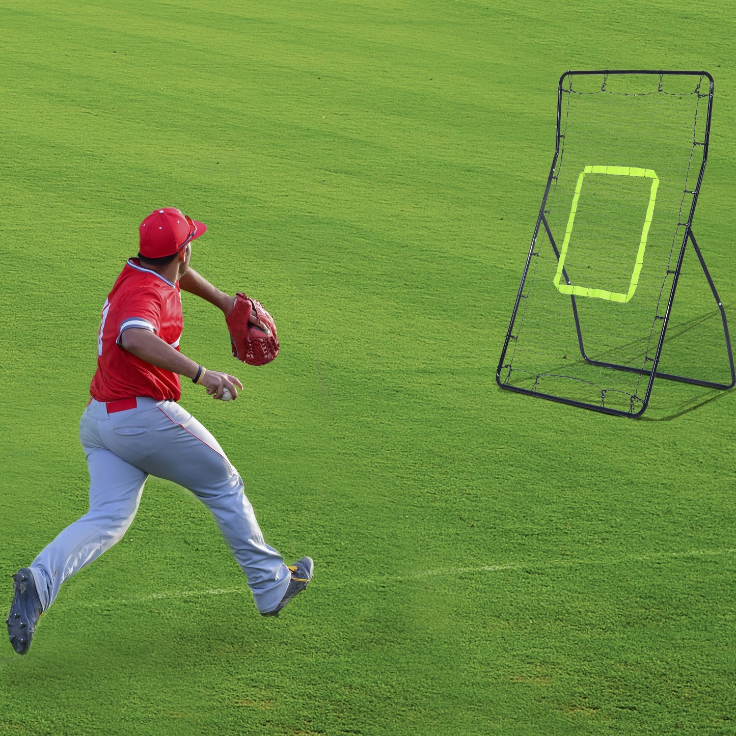 Soozier Multi-use Sports Rebounder Net Pitchback Sreen Target Throwing Pitching Fielding Catching Practice Trainer Adjustable Angle | Aosom Canada