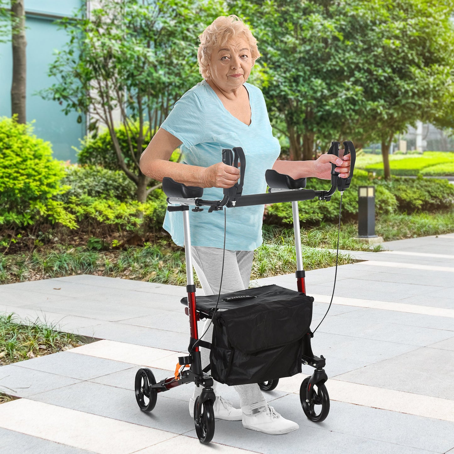 HOMCOM Folding Upright Rollator Walker Lightweight Height Adjustment | Aosom Canada