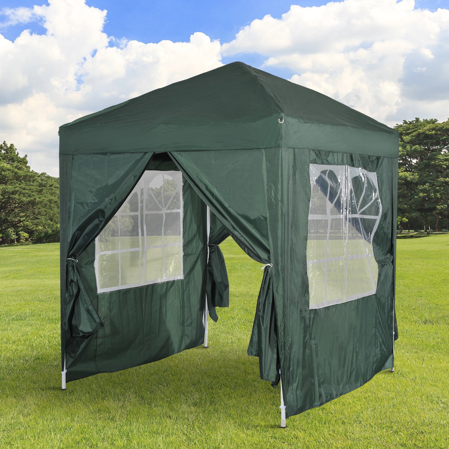Outsunny 6.6x6.6ft Pop Up Party Tent Outdoor Folding Gazebo Canopy w/ Side Walls Green | Aosom Canada