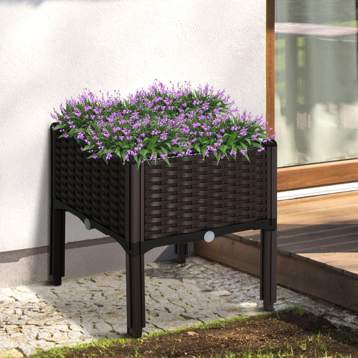 Outsunny Raised Garden Bed PP Raised Flower Bed Vegetable Herb Grow Box Stand | Aosom Canada