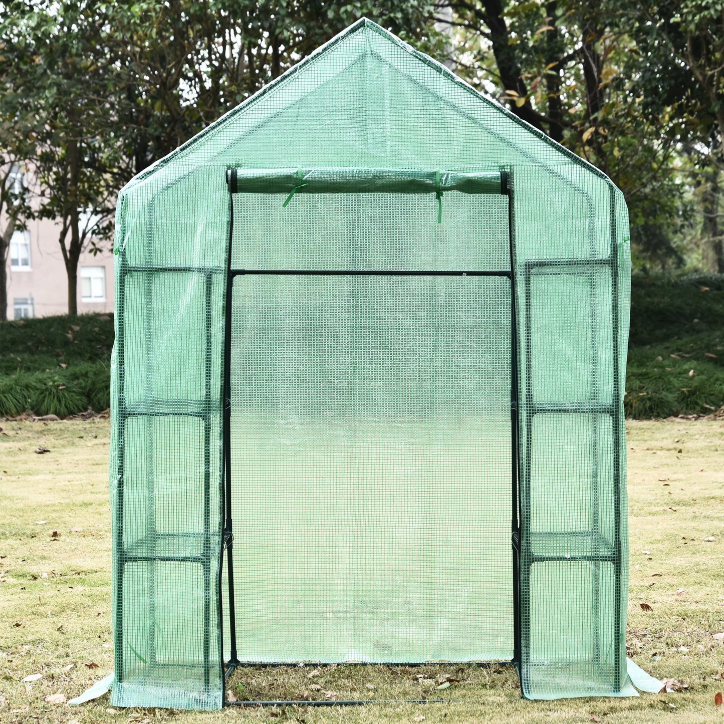 Outsunny Mini Greenhouse Garden Portable 4-Tier Warm Pop Up Plants And Flower Greenhouse With Shelves 56×78Inch Green | Aosom Canada
