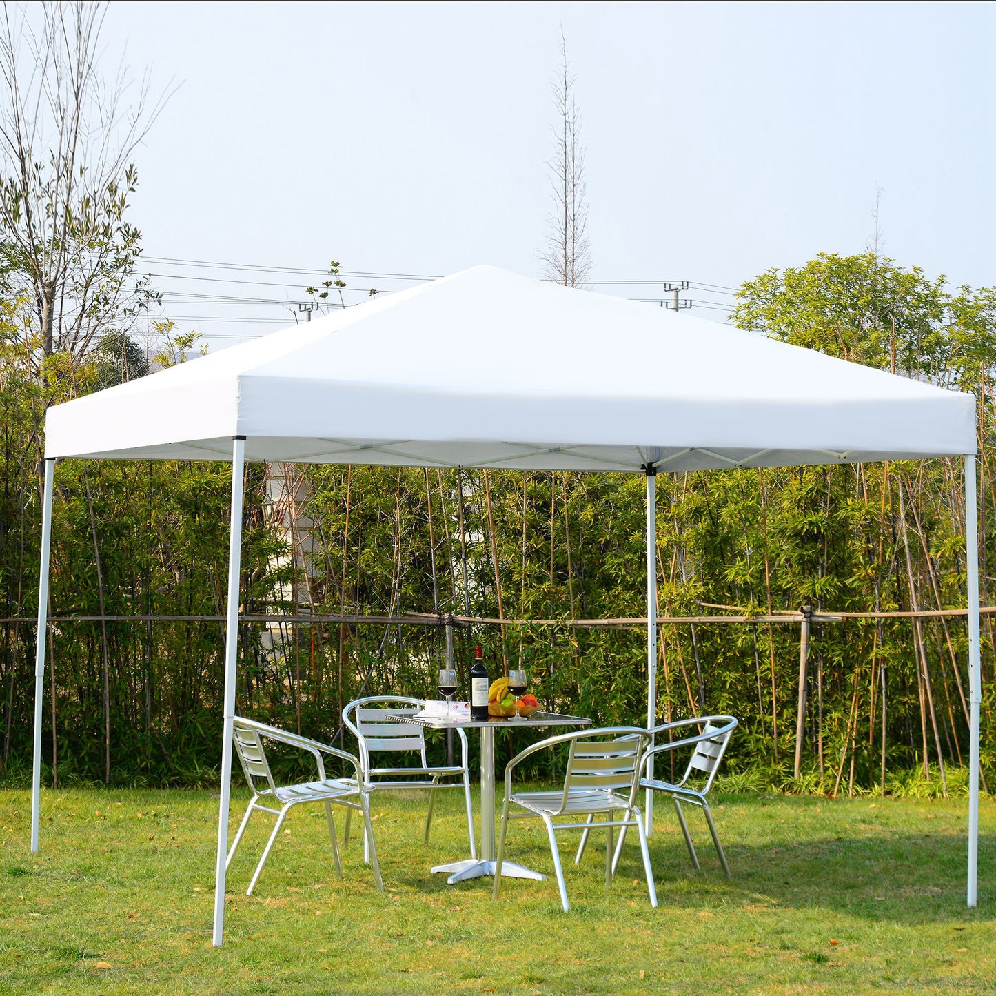 Outsunny 10x10ft Pop Up Tent Party w/ Mesh Curtain Carry Bag Outdoor White | Aosom Canada