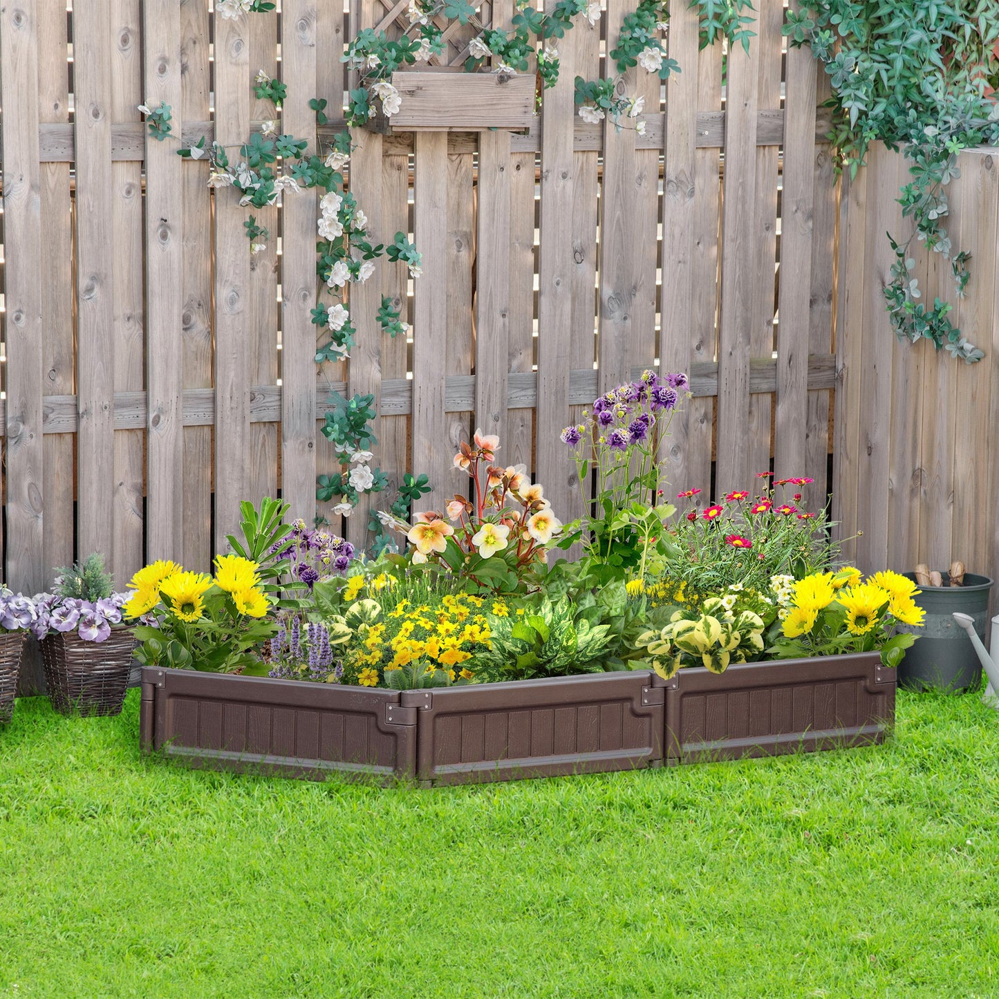 Outsunny 25" x 8" Raise Garden Bed Kit, Planter Box Above Ground for Flowers/Herb/Vegetables, Brown | Aosom Canada