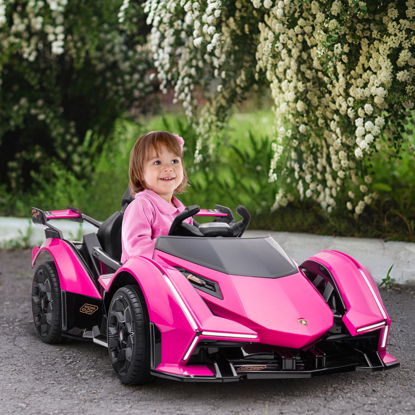 Aosom Kids Ride On Sports Car, 12V Battery Powered Electric Toy w/Parent Remote Control, Bluetooth, Music & LED Lights Old Pink | Aosom Canada