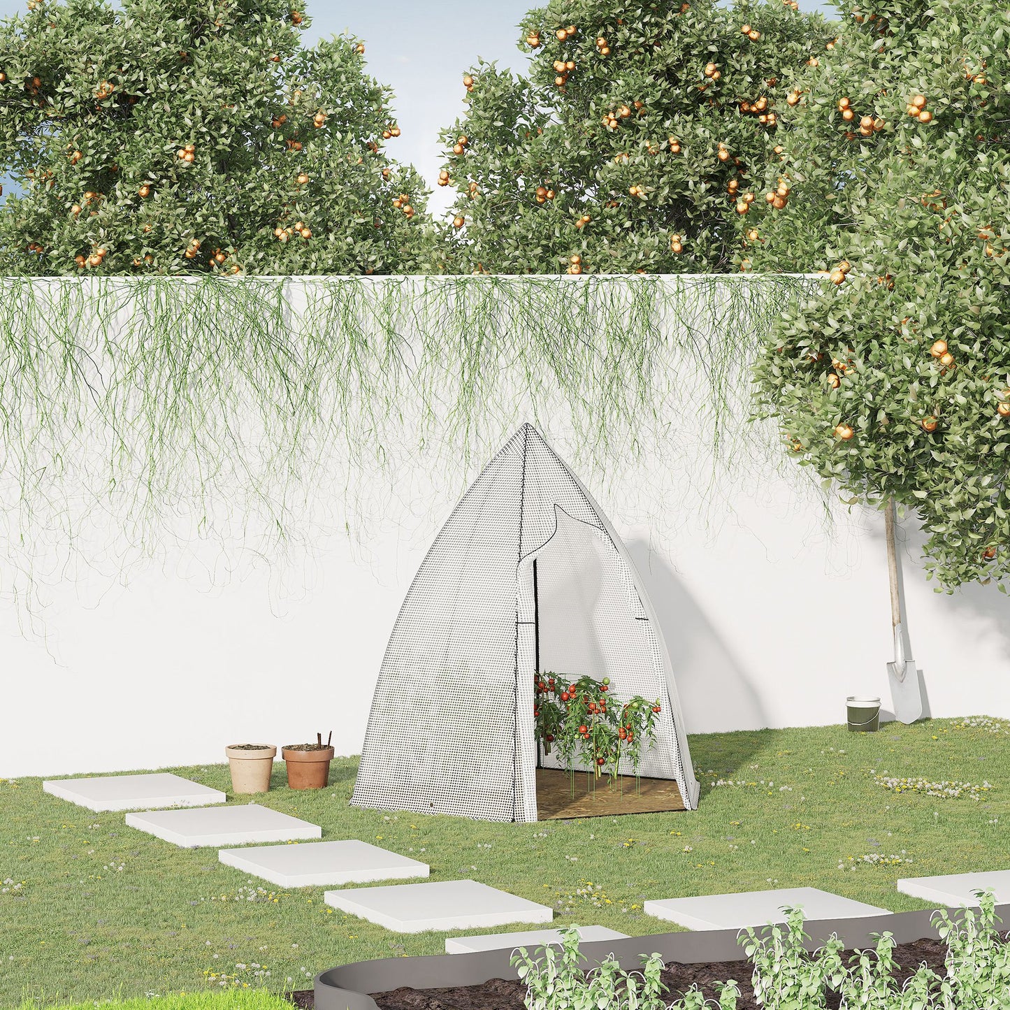 Outsunny 63" x 54" x 71" Greenhouse Portable Hot House for Plants with Zipper Roll Up Door and Window for Outdoor, Garden, Patio, White | Aosom Canada