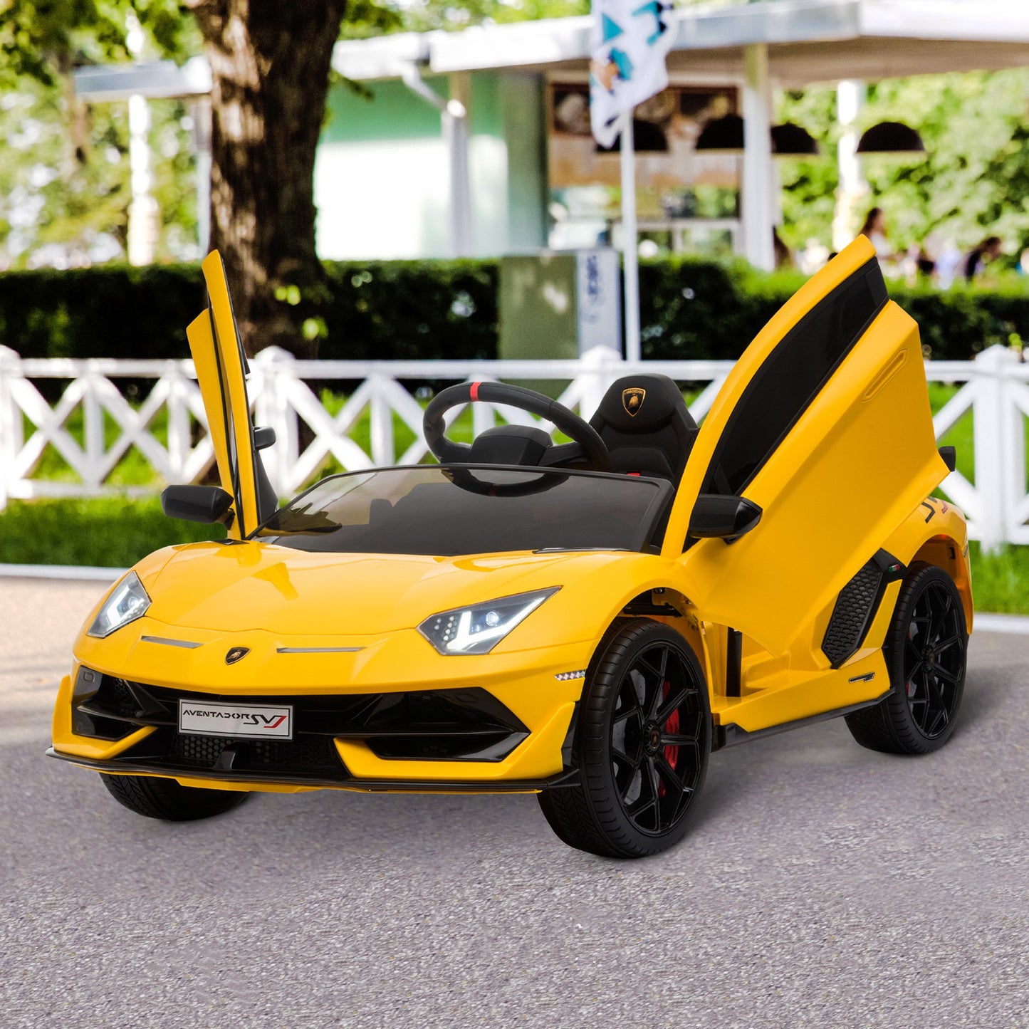 Aosom Compatible 12V Battery-powered Kids Electric Ride On Car Lamborghini Toy w/ Parental Remote Control Music Lights Wheels Yellow | Aosom Canada