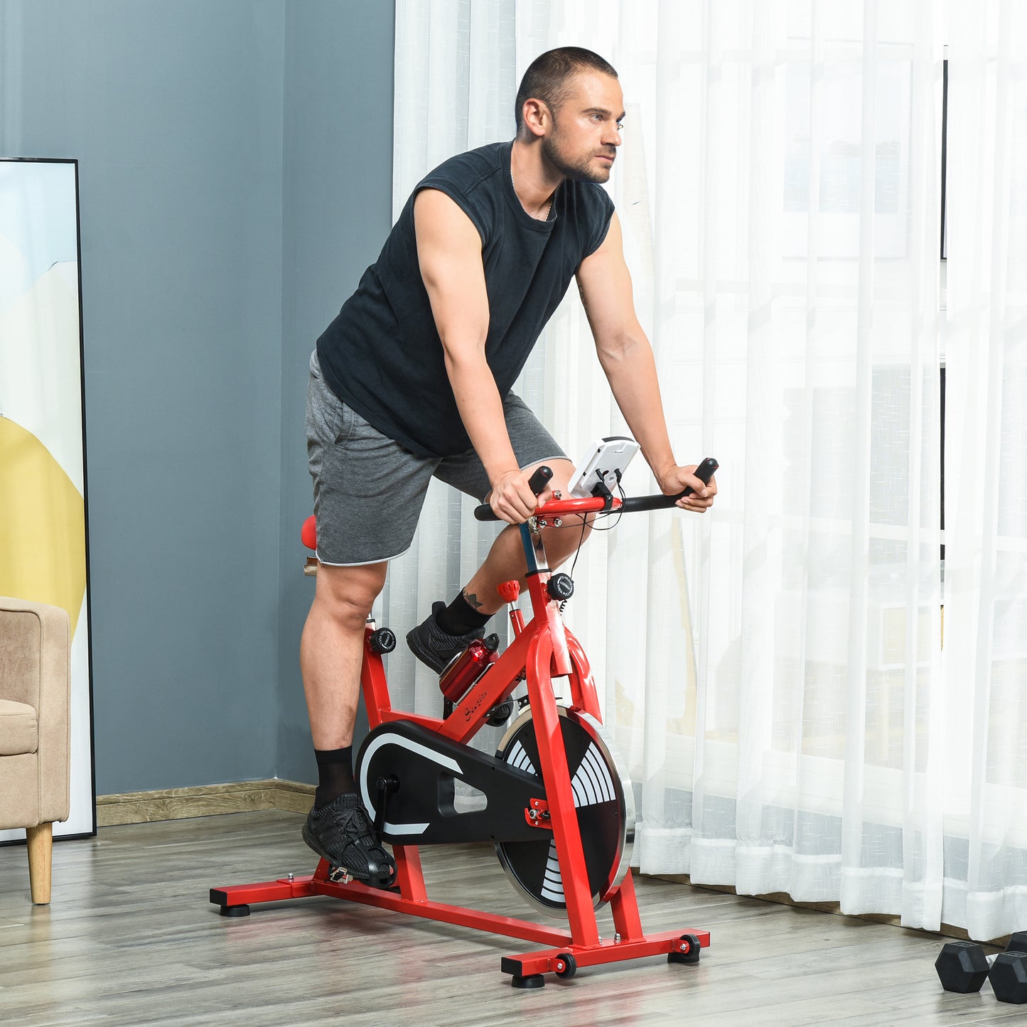 Soozier B1-0168 Pro Indoor Cycling Bike Exercise Bicycle Cardio Workout Aerobic Machine w/ Water Bottle Home Gym Office | Aosom Canada