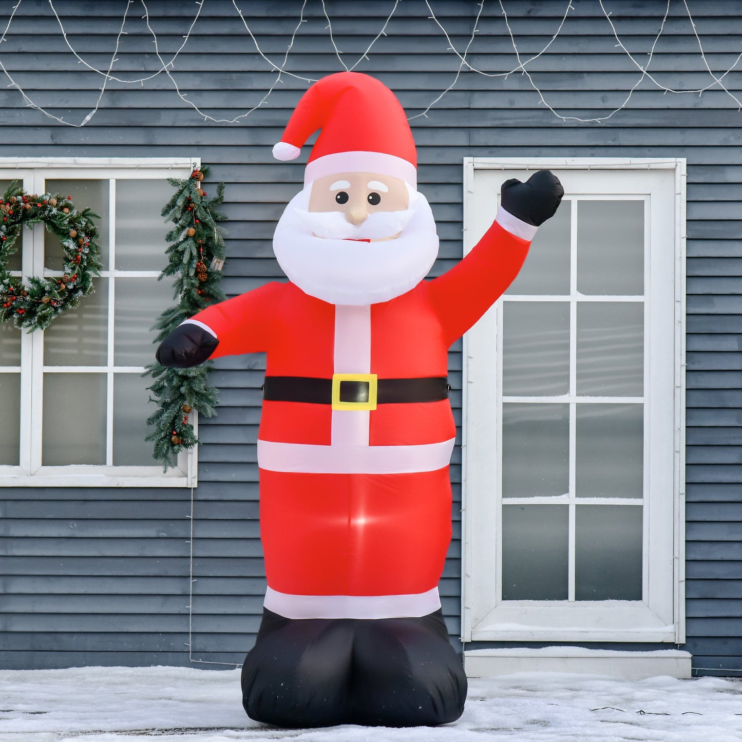 HOMCOM 8ft Tall Christmas Inflatable Santa Claus Say Hi, Built-in LED Lighted for Home Indoor Outdoor Garden Lawn Decoration Party Prop | Aosom Canada