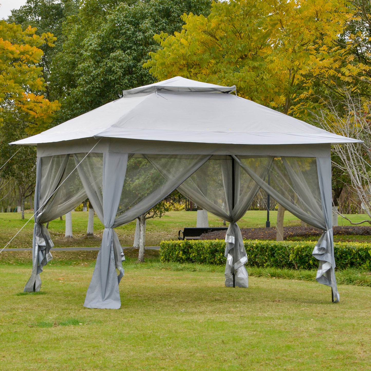 Outsunny 12' x 12' Foldable Pop-up Party Tent Instant Canopy Sun Shade Gazebo Shelter Steel Frame Oxford w/ Roller Bag | Aosom Canada