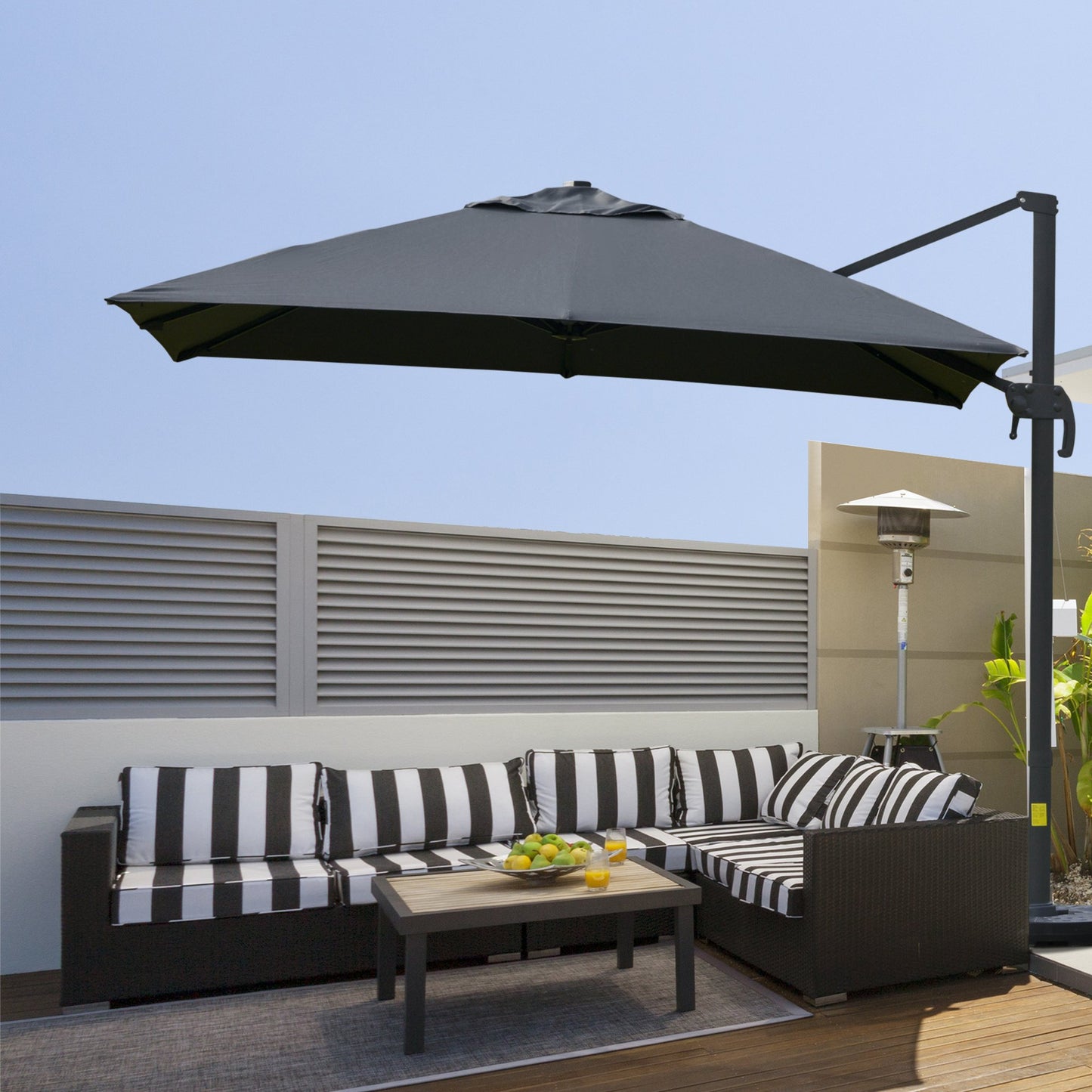 Outsunny 3x3m /10x10ft Cantilever Umbrella Rotatable Square Top Market Parasol with 4 Adjustable Angle for Backyard Patio Outdoor | Aosom Canada