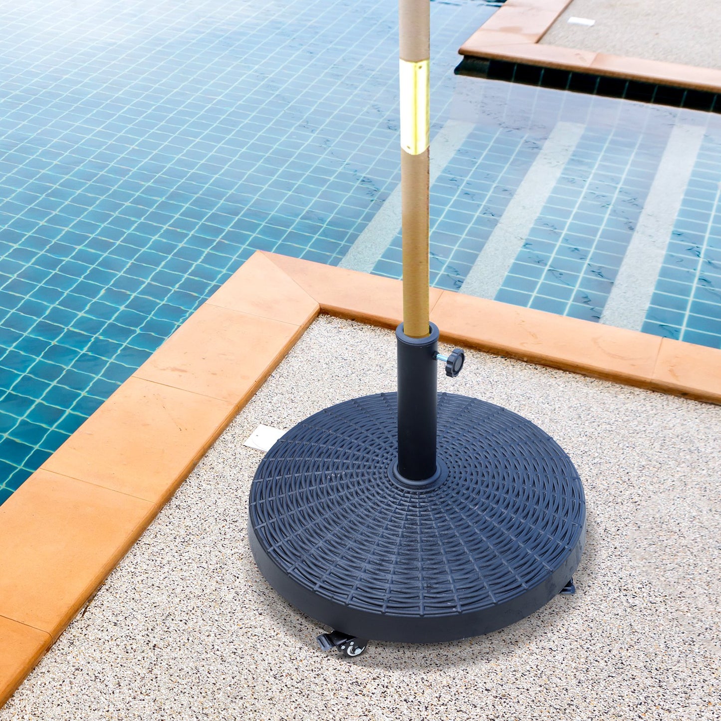 Outsunny 20.5" Resin Patio Umbrella Base Weight Stand Deck Parasol w /Wheels | Aosom Canada