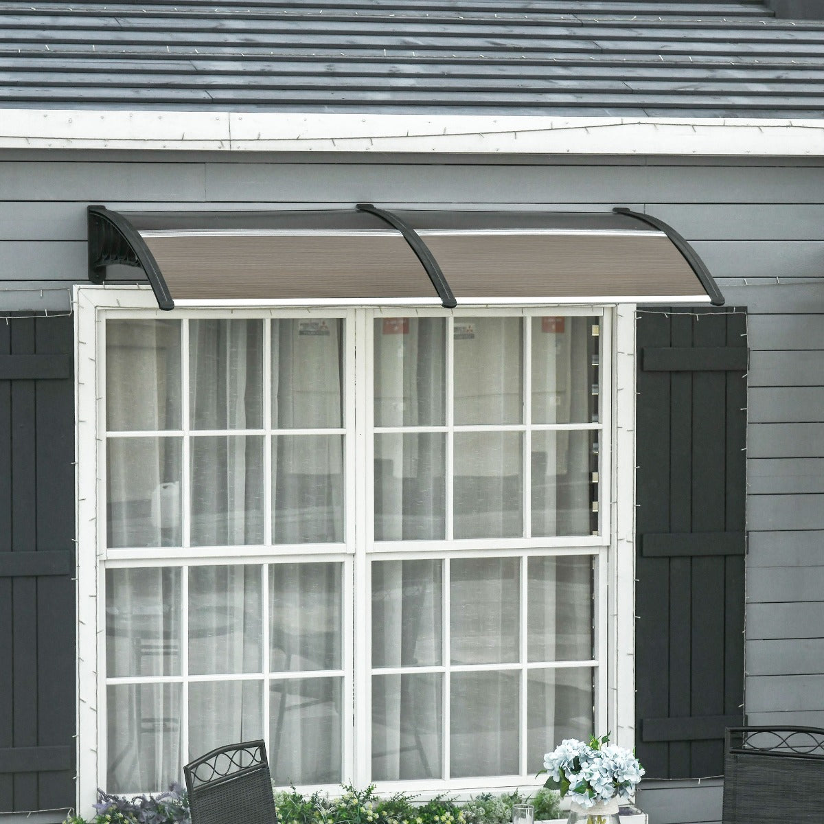 Outsunny Window Awning, 78.75" x 39.25" Polycarbonate Front Door Patio Cover w/ Hollow Sheet for UV, Rain, Snow & Sunlight | Aosom Canada