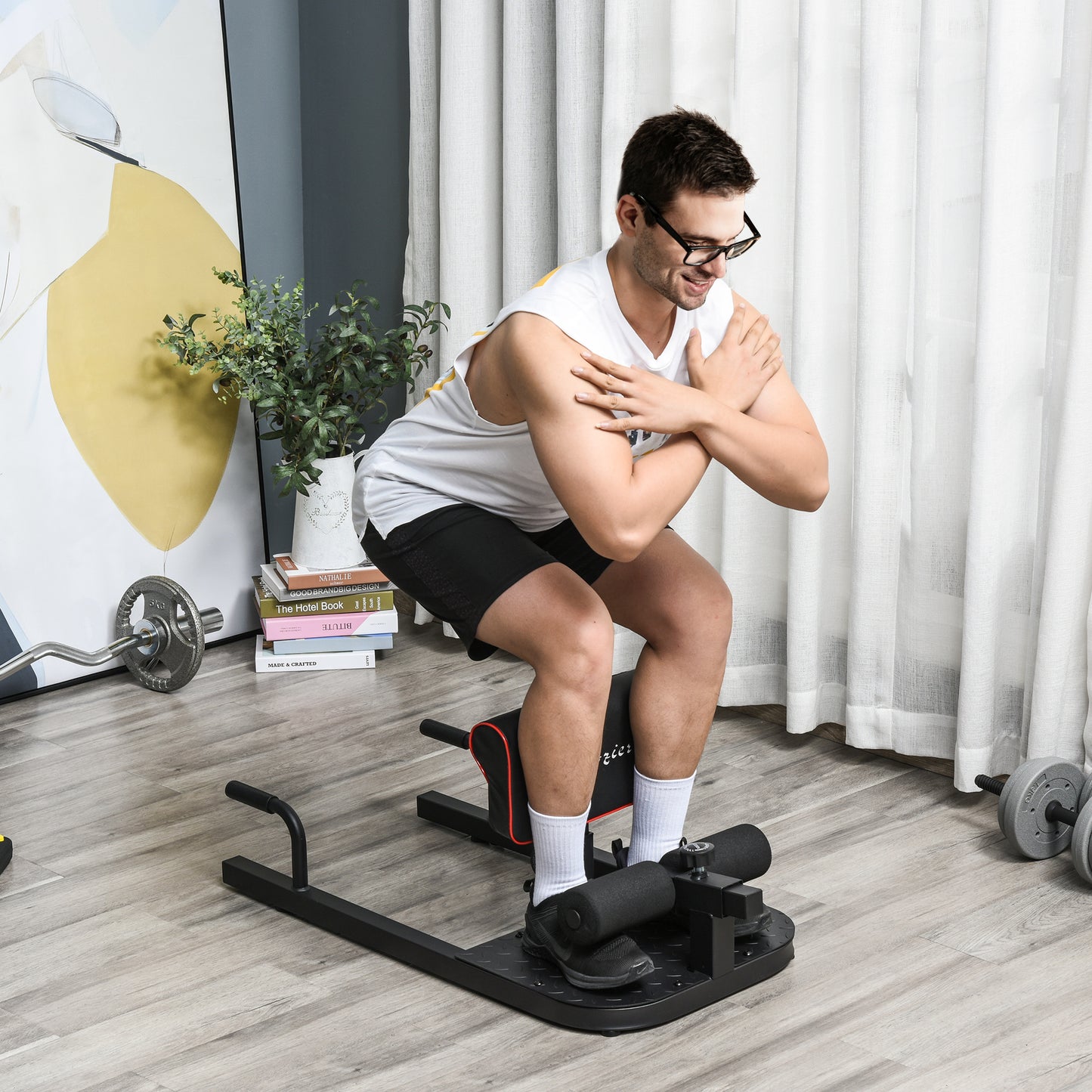 Soozier Multifunction Adjustable Squat Machine Deep Sissy Squat Leg Exerciser Push Up Ab Strength Training Home Gym Workout Black | Aosom Canada