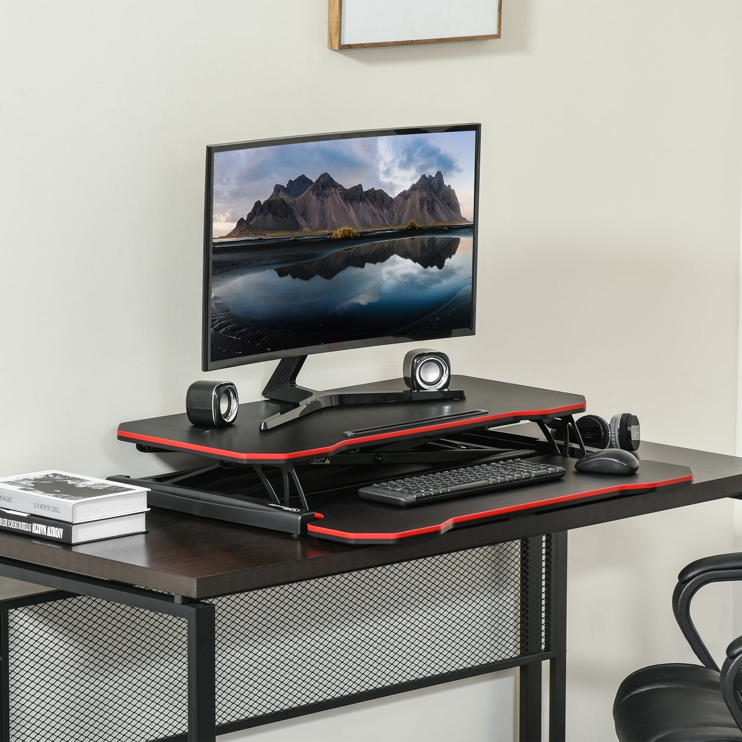 Vinsetto Liftable Computer Stand Height Adjustable Ergonomic E-sports Desktop Stand PC w/ Keyboard Tray Widely Compatible | Aosom Canada