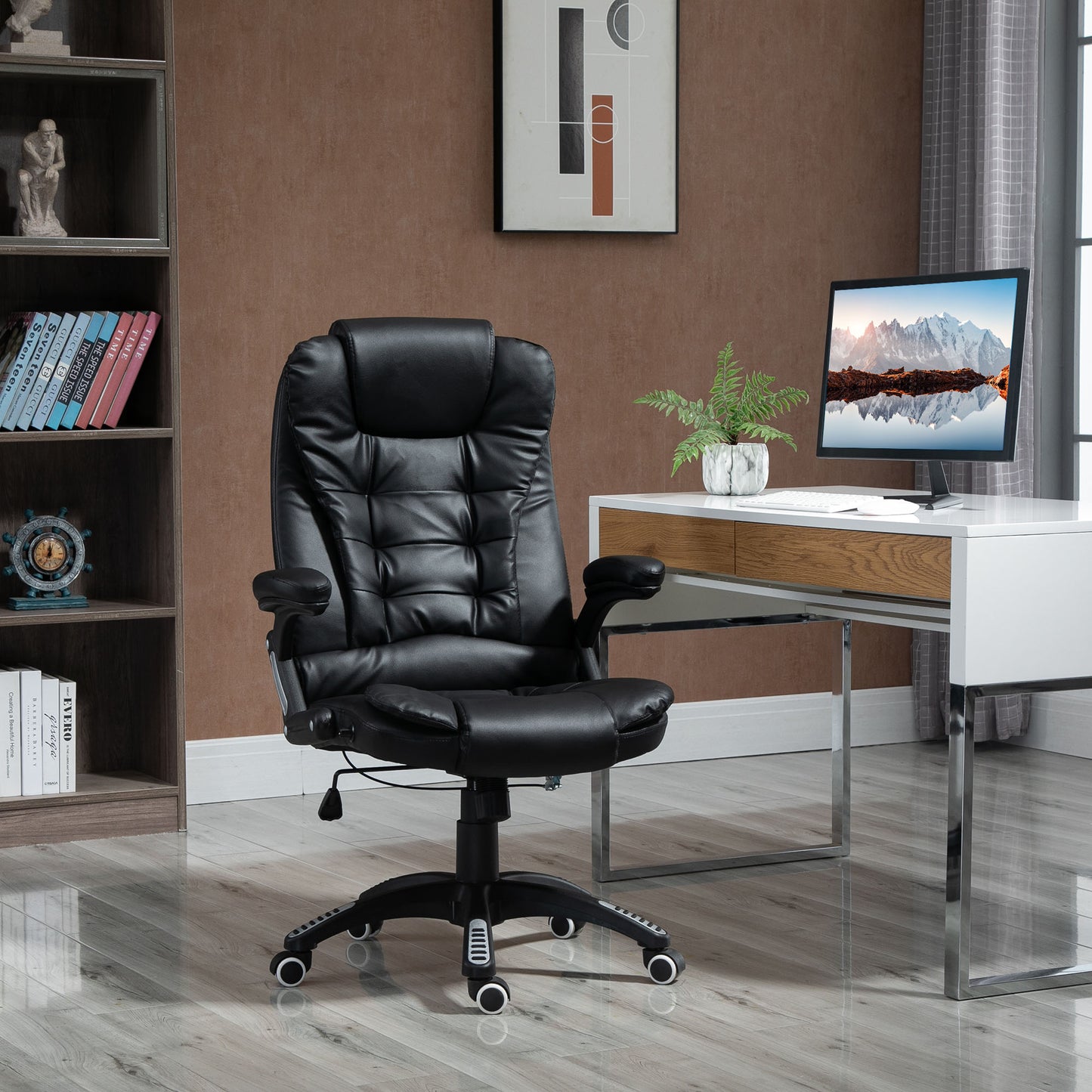 Vinsetto Executive Home Office Chair High Back Ergonomic PU Leather Computer Chair, with Swivel Wheels, Arm, Adjustable Height, Black | Aosom Canada