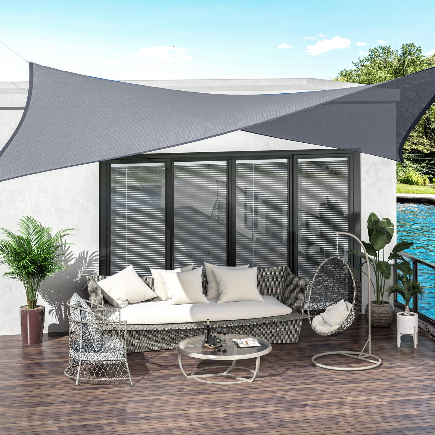 Outsunny Rectangle 13' x 20' Canopy Sun Sail Shade Garden Cover UV Protector Outdoor Patio Lawn Shelter with Carrying Bag (Grey) | Aosom Canada