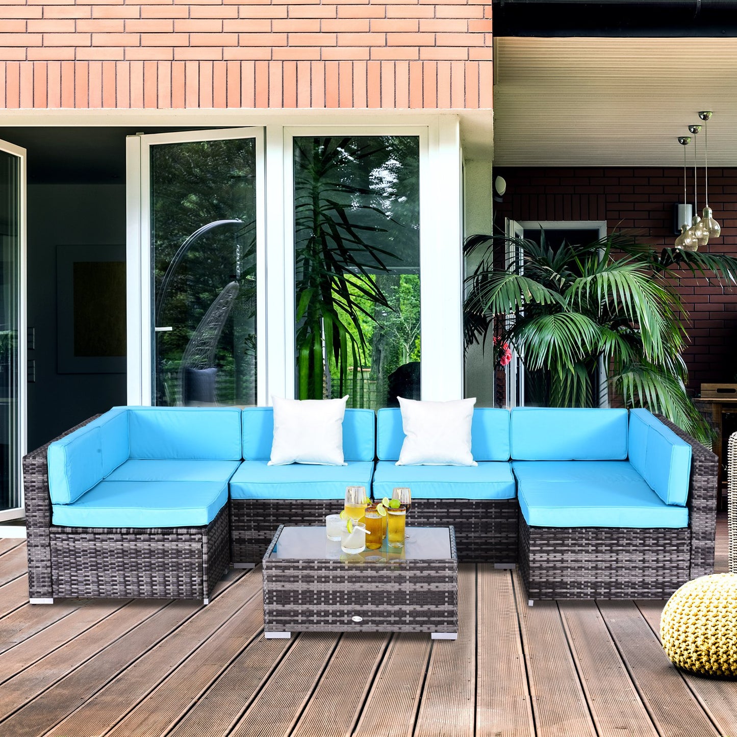 Outsunny 7 Piece Rattan Sofa Set Wicker Garden Outdoor Furniture | Aosom Canada