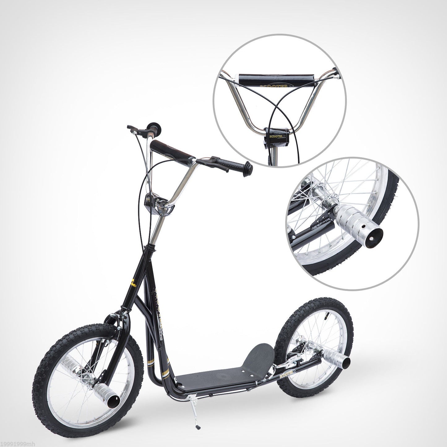 HOMCOM scooters for teens Adult Kick Children Stunt Scooter Bike Bicycle Ride On 16" Pneumatic Tyres Black | Aosom Canada
