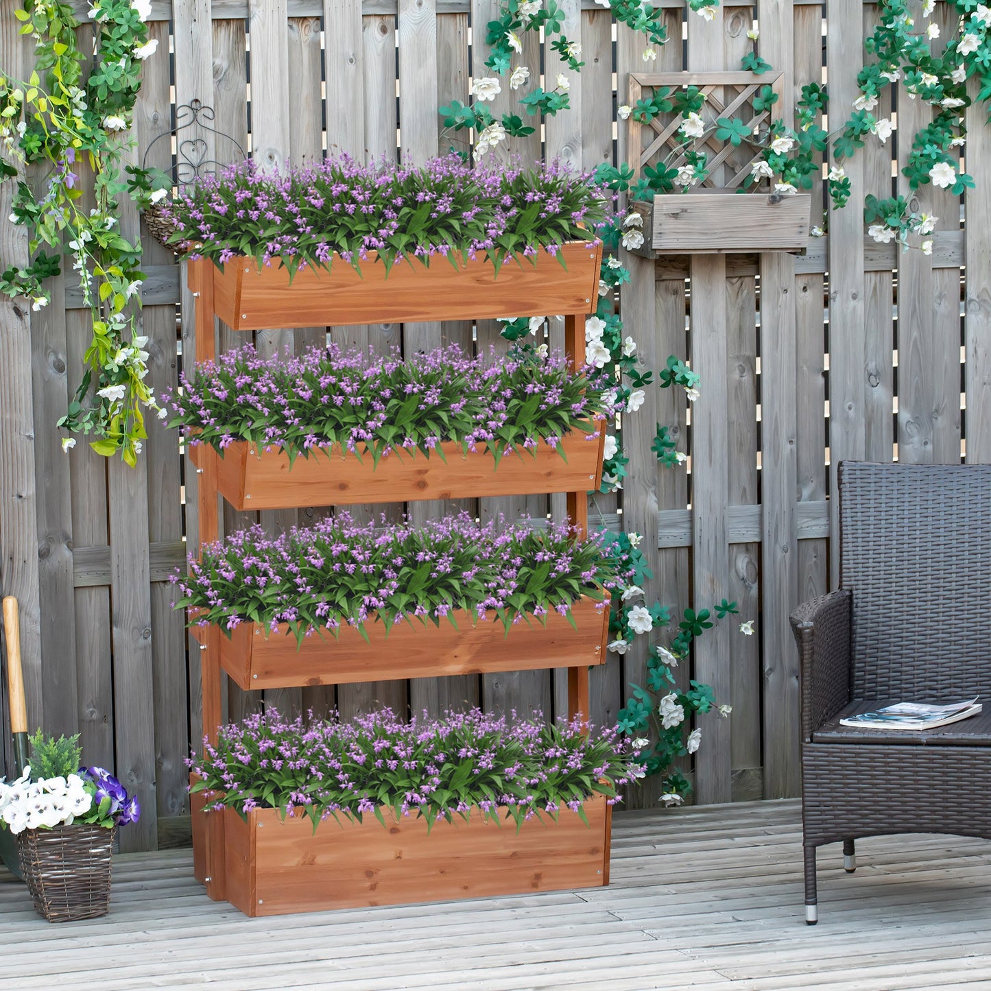 Outsunny 4-Tier Raised Garden Bed, Vertical Flower Pots Rack with Angle Adjustable Planter Boxes, Elevated Plant Stand | Aosom Canada