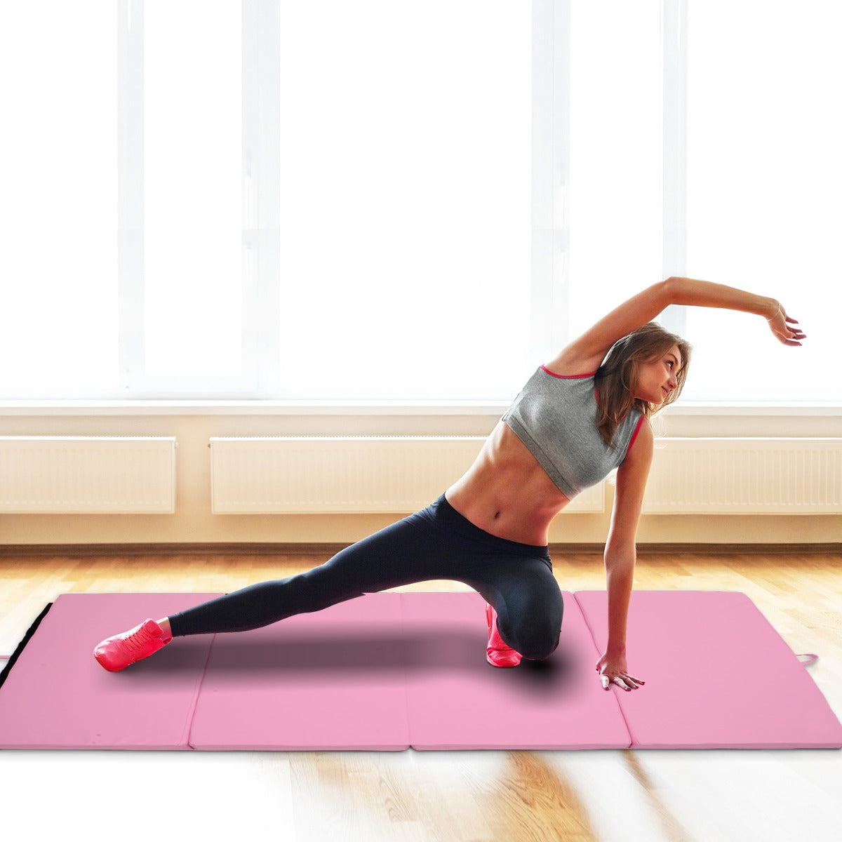 Gym Mat General Purpose Athletic Equipment Pink 4'W x 6'L x 2"T PU EPE Foam Soozier | Aosom Canada