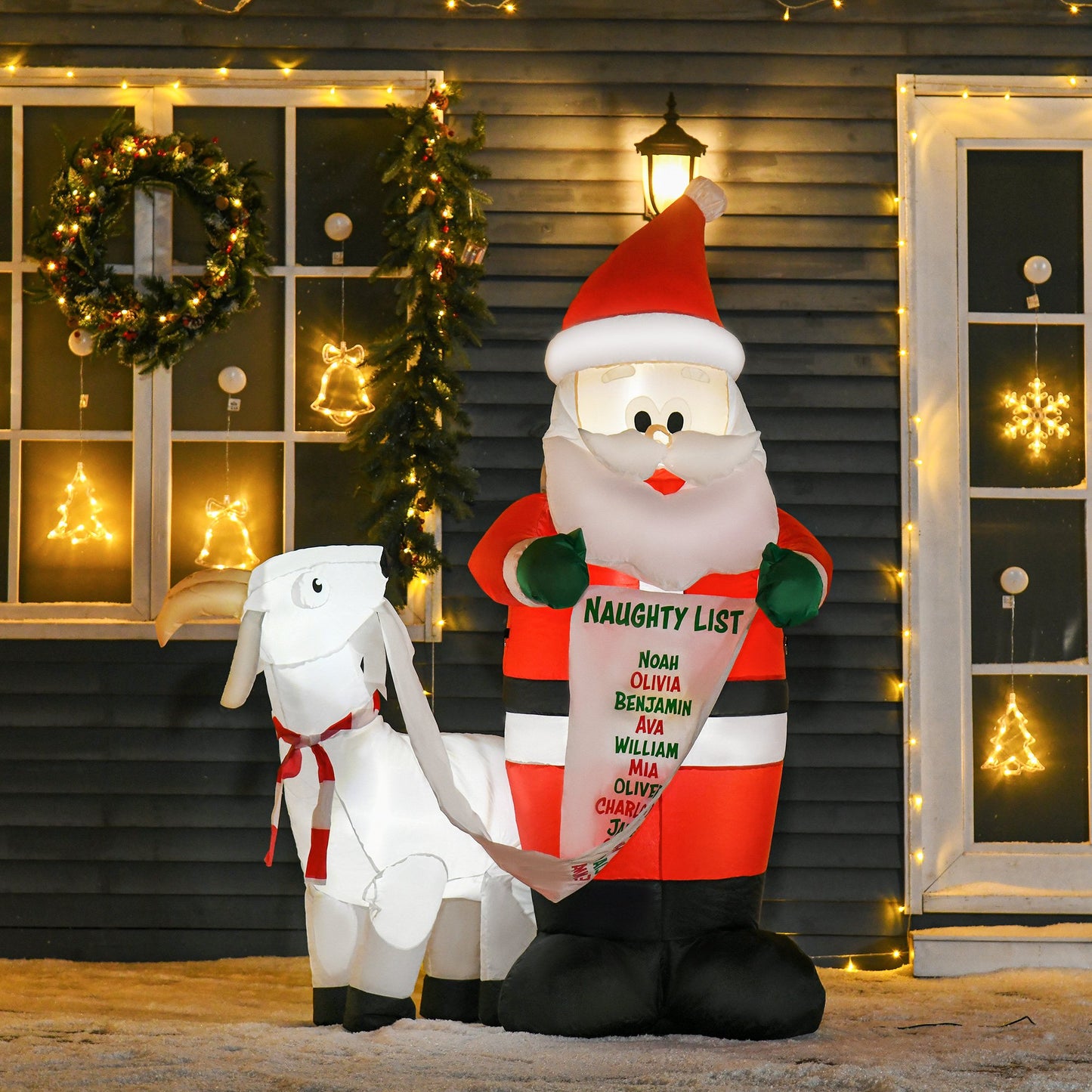 HOMCOM 6ft Christmas Outdoor Inflatables Santa Claus with Goat Blow Up Yard Decoration with Built-in LED Lights for Holiday Party | Aosom Canada