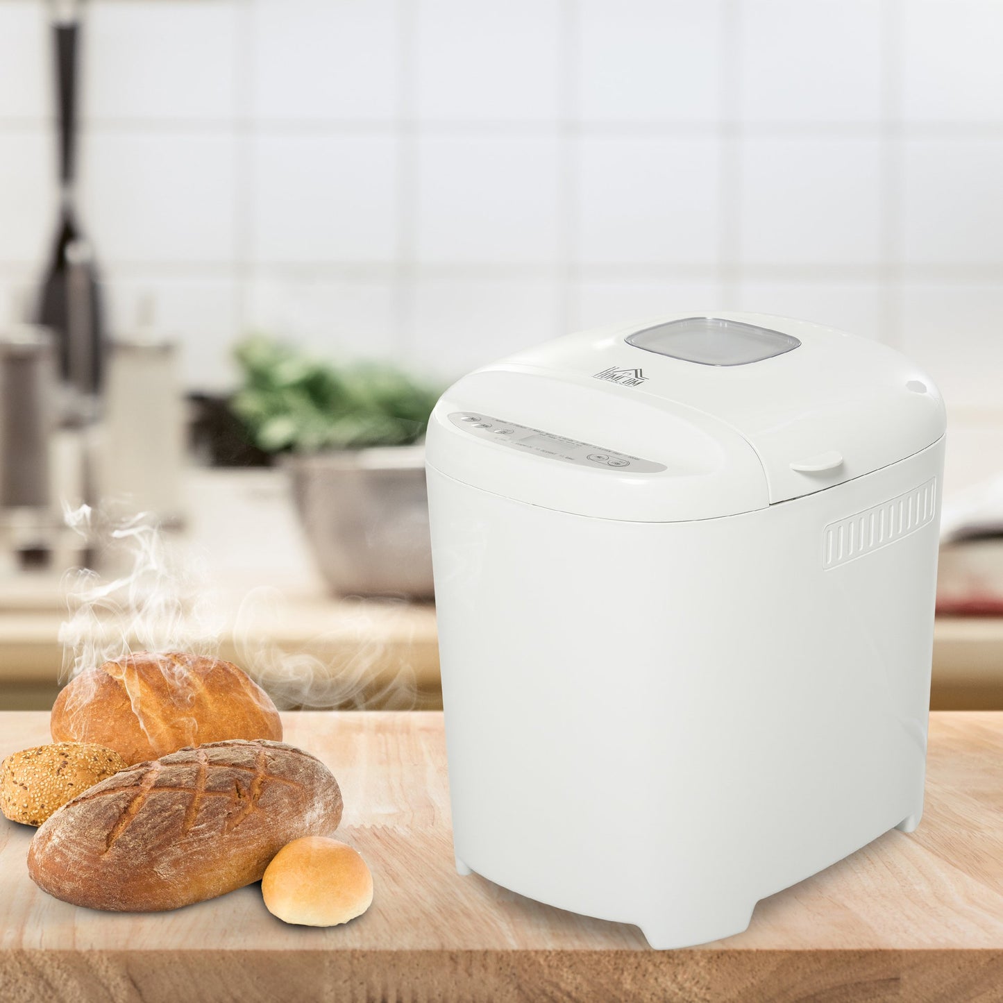 HOMCOM 2 Pound Non-Stick Bread Maker Machine With 11 Menu Settings 2 Loaf Sizes 3 Crust Colors 13h Delay Timer 1h Warming Function 550W | Aosom Canada