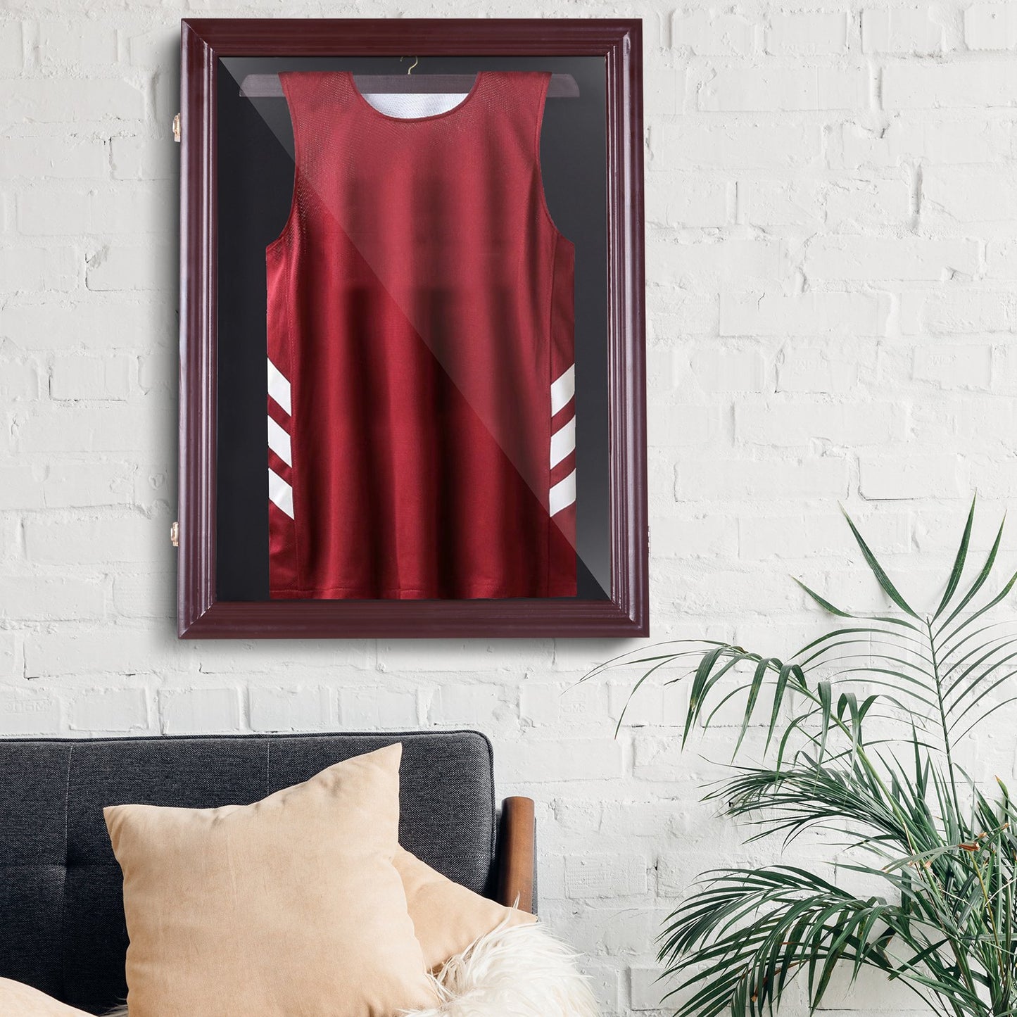 HOMCOM Jersey Display Case Memorabilia Sports Baseball Shirt Cabinet Shadow Box Brown | Aosom Canada