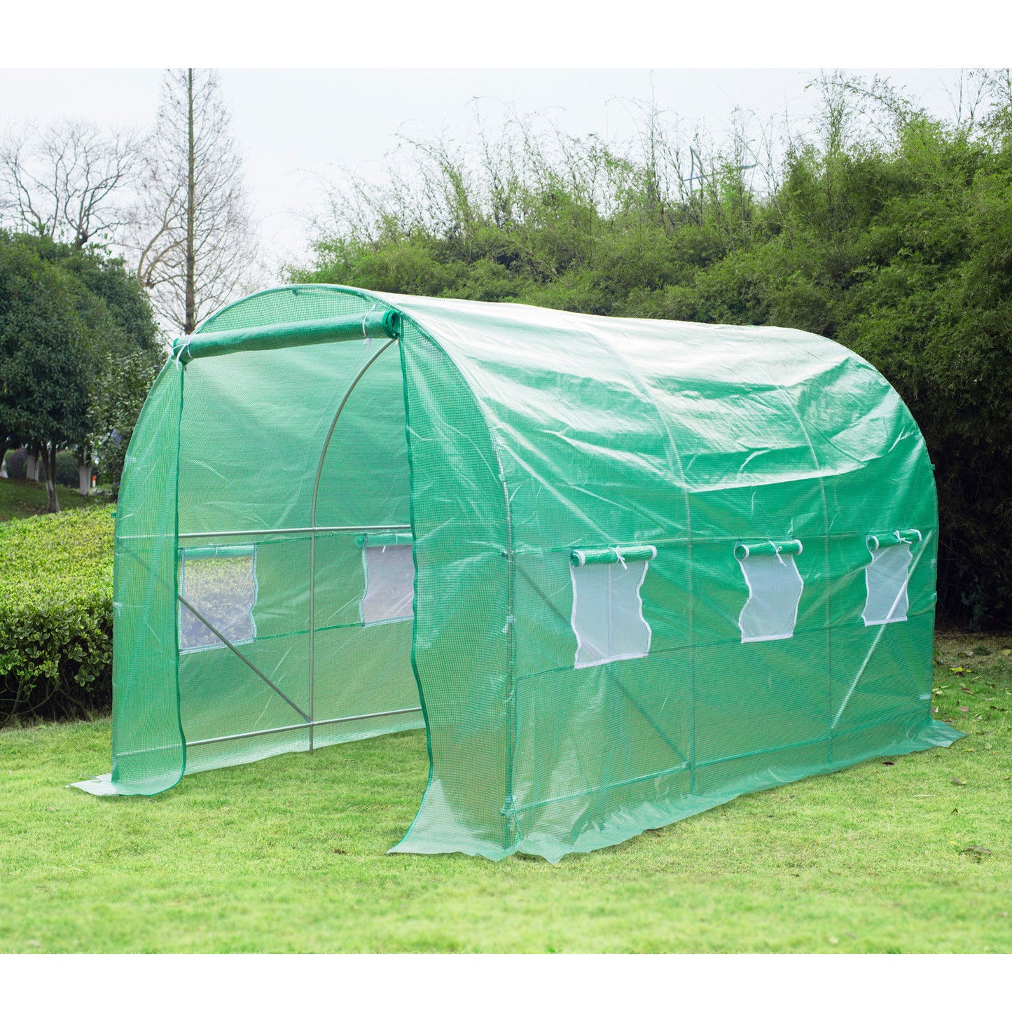 Walk-in Tunnel Greenhouse Gardening Green 11.5' x 6.7' x 6.7'Steel tube frame & PE cloth Outsunny | Aosom Canada