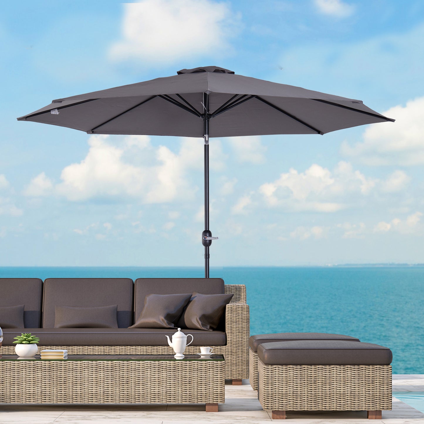 Outsunny 10’x 8’Outdoor Patio Umbrella Garden Parasol Sunshade Canopy Grey | Aosom Canada