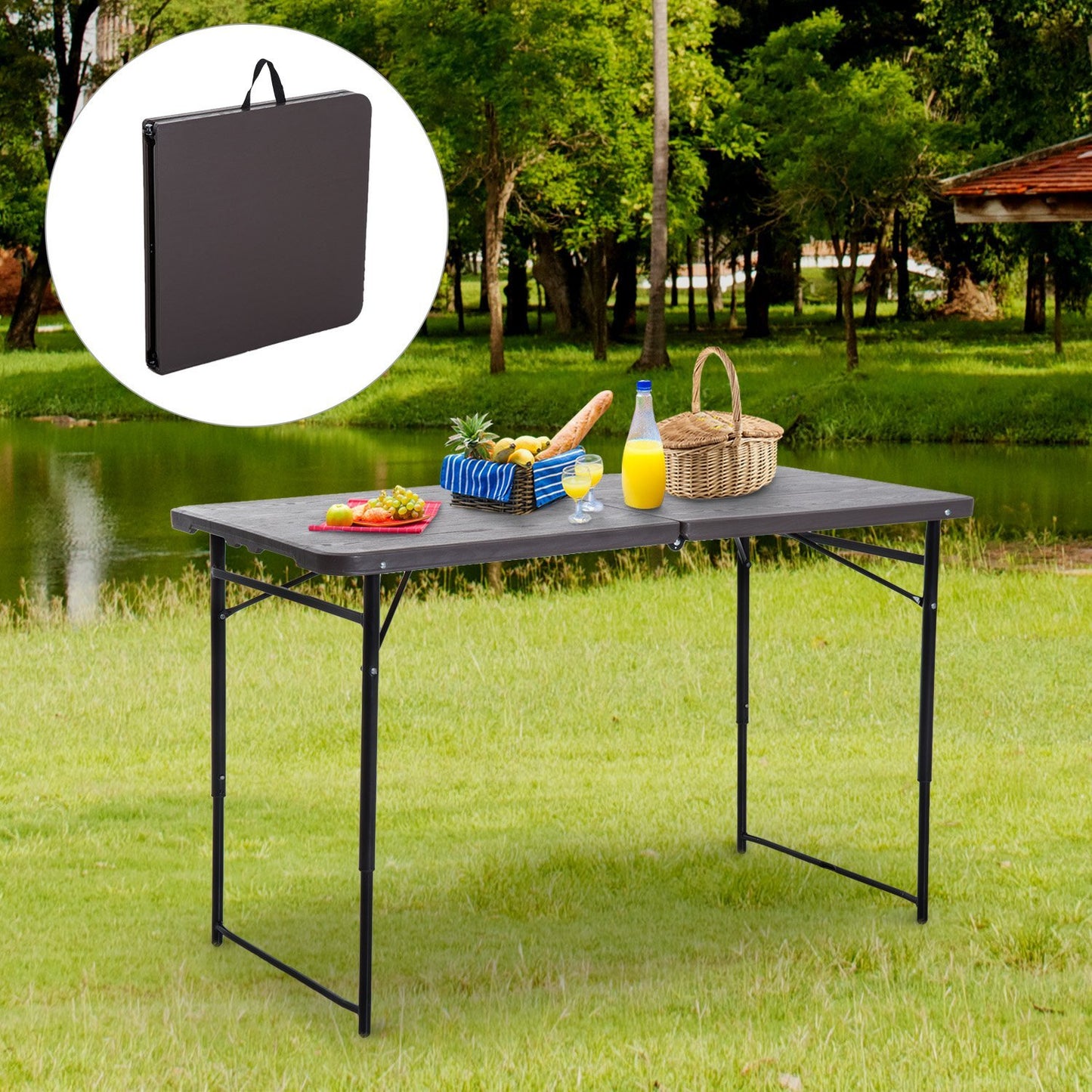Outsunny 4ft Folding Camping Table Backyards BBQ Party Picnic Table | Aosom Canada