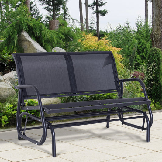 Outsunny Patio Double Glider Bench Swing Chair Rocker Heavy-Duty Outdoor Garden Black | Aosom Canada