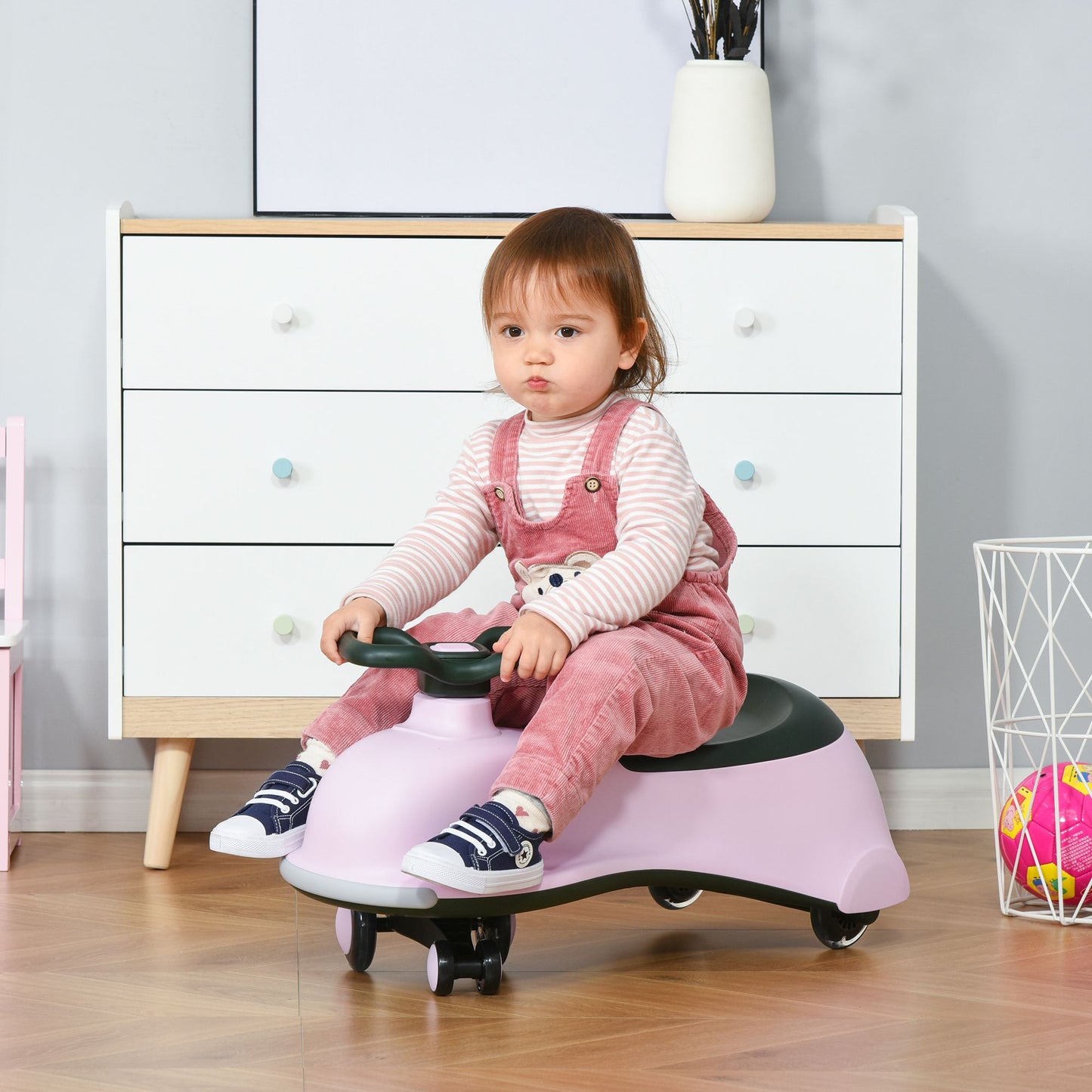 Qaba Ride on Wiggle Car w/LED Flashing Wheels Swing Car for Toddlers No Batteries Gears Twist Turn Wiggle Movement to Steer for | Aosom Canada