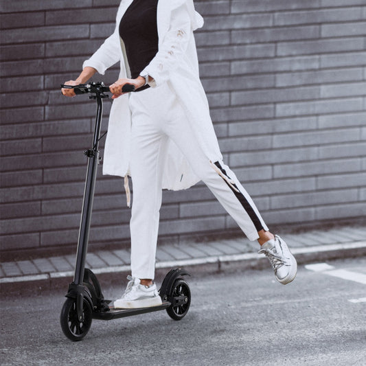 Soozier Teens Adult Kick Scooter Folding Adjustable Ride On Toy 8" Big Solid Wheels For 14+ Black | Aosom Canada