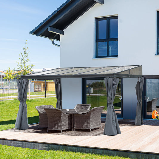 Outsunny 13' x 9.5' Outdoor Hardtop Pergola PC Roof Gazebo Party Tent Garden Sun Shelter Waterproof and UV protection, Grey | Aosom Canada