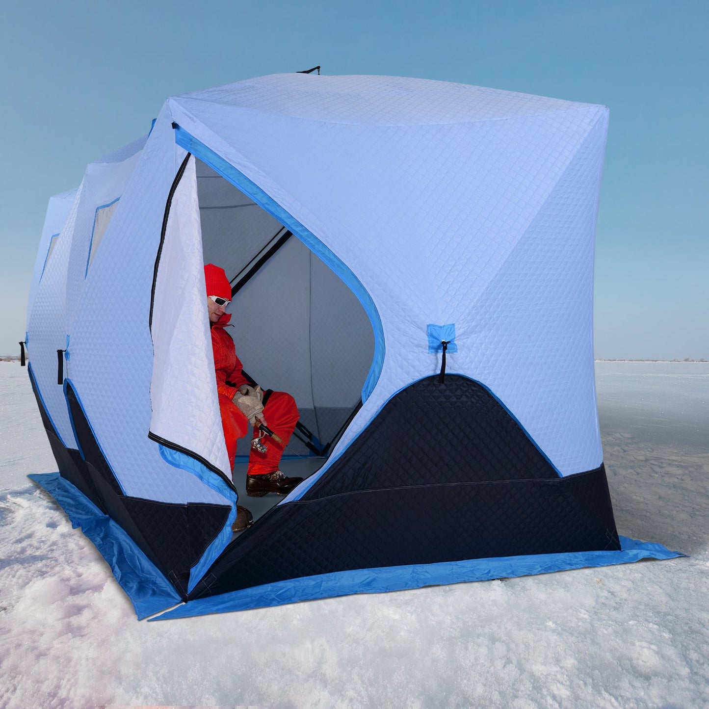 Outsunny Portable 8-Person Ice Fishing Tent Shelter Ventilation Windows and Carry Bag | Aosom Canada
