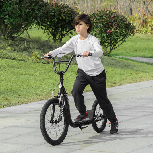 Aosom Youth Scooter Adjustable Height, Front Rear Dual Brakes, Inflatable Wheels 20-Inch 16-Inch, for 10+ Years, Black | Aosom Canada